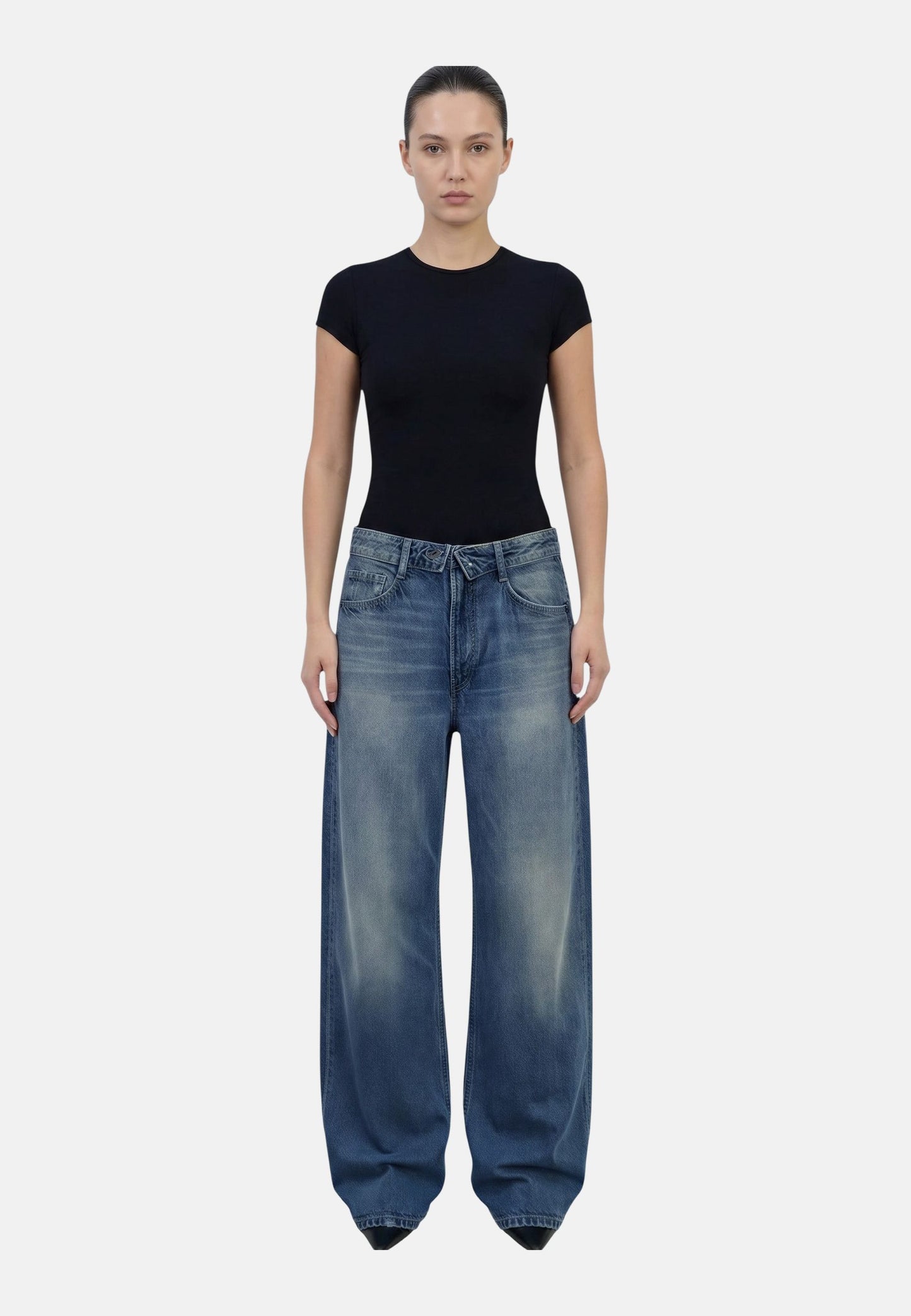 Jeans Barrel Fit Donna Liu Jo Effetto Used Con Cinta Rovesciata Zip Dea UF6500D0396