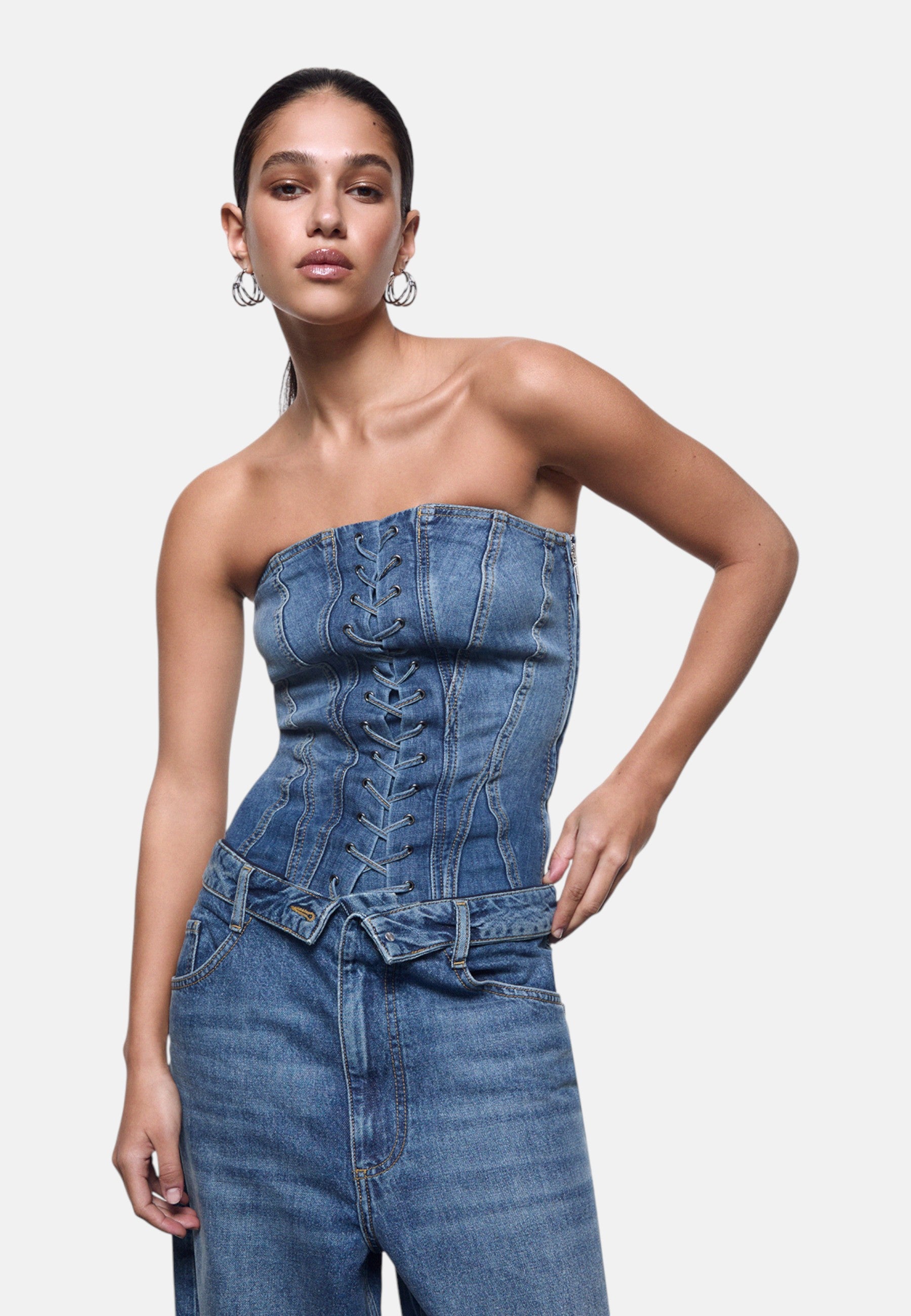Top  Donna Liu Jo Bustier In Denim Liu Jo feat ELODIE UA6506D0399