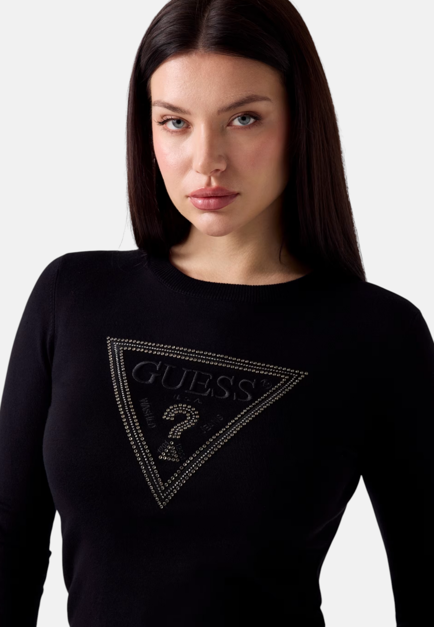 Maglione A Girocollo Donna Guess Logo triangolo Katie W6YR28Z0976
