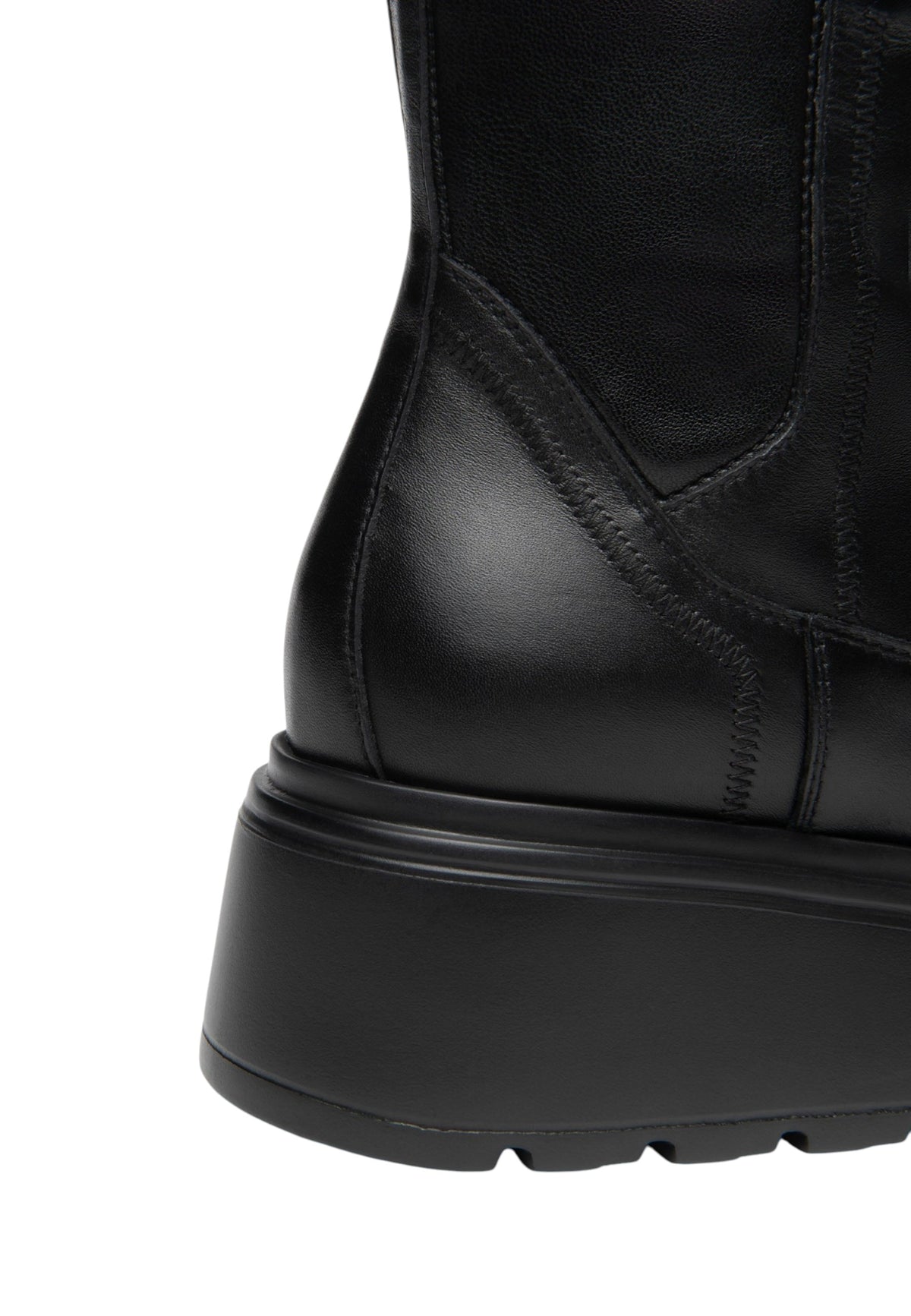 Stivaletti Chelsea Donna Nero Giardini Tomaia in pelle, chiusura laterale con zip, punta tonda, suola platform carrarmato, Made in Italy  I618110D