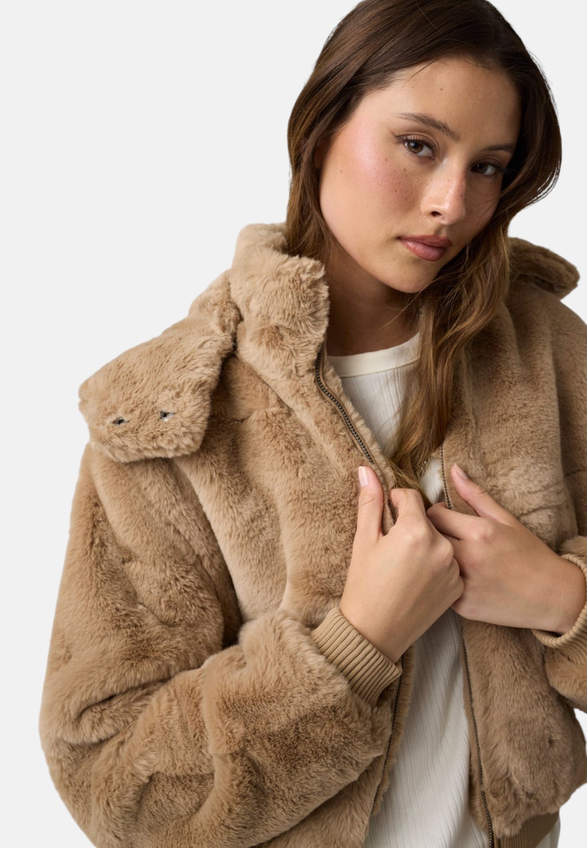 Giacca Bomber Donna Guess In  Eco pelliccia Con cappuccio Gj W6BL35W3802