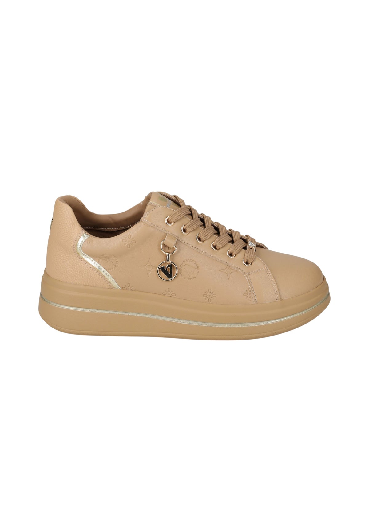 Sneakers Basse Donna Valleverde chiusura con lacci, piccoli motivi impressi sulla tomaia, ciondolo con logo, inserti a contrasto, sottopiede in pelle  35494L