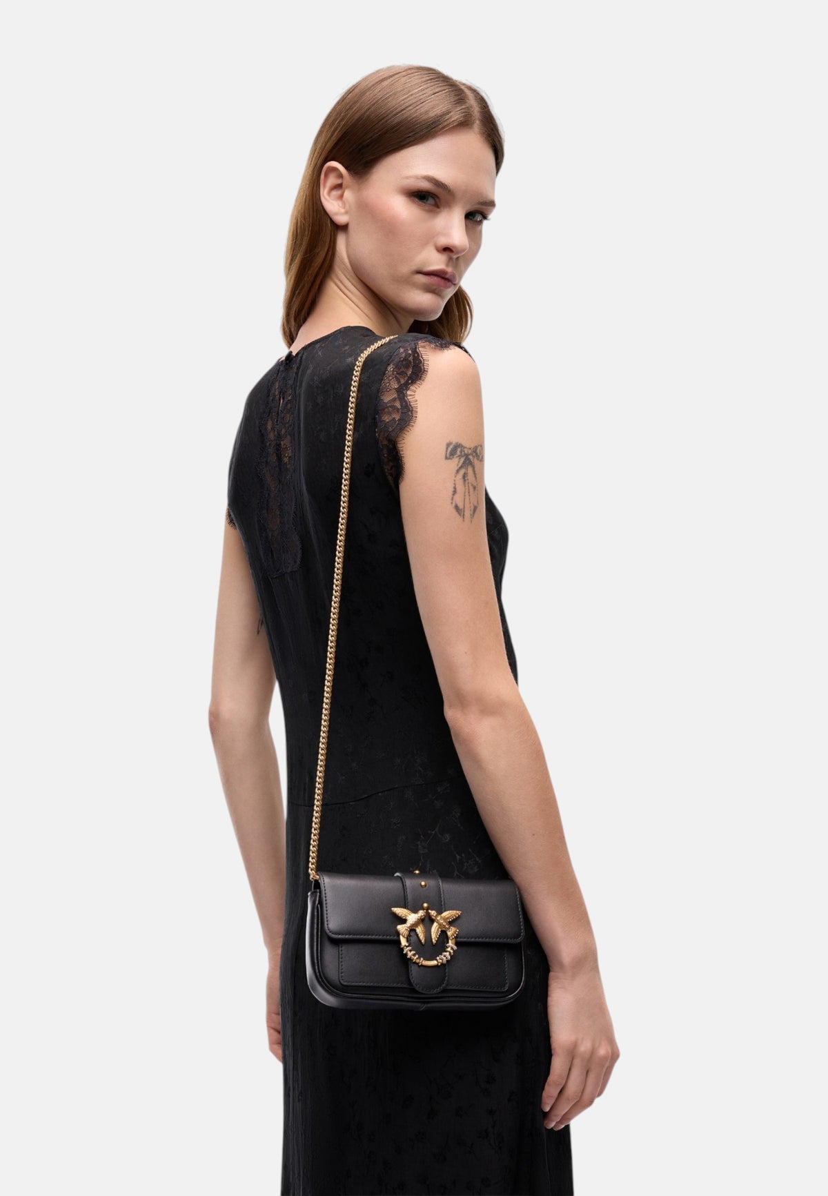 Borsa A Tracolla Donna Pinko Pelle di vitello, formato pocket, nuova fibbia Love Birds, pattina, misure 19 x 5 x 11 cm Love One Pocket New Buckle 107072A0F1