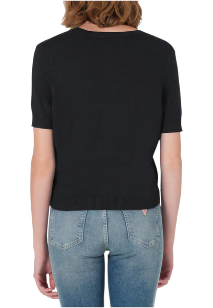 Maglione A Girocollo Donna Guess Manica Corta Layla Boxy Logo W5YR25Z2NQ2