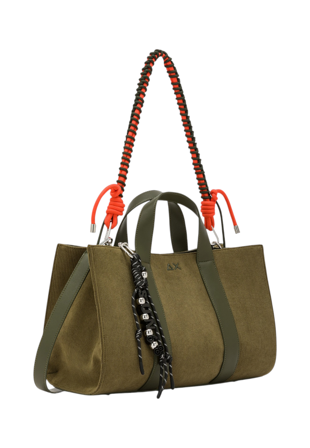 Borsa A Mano Donna Sun68 Midi Bag Velluto A Coste, Manici Doppi, Tracolla Rimovibile, Charm Logato Corduroy Y46222