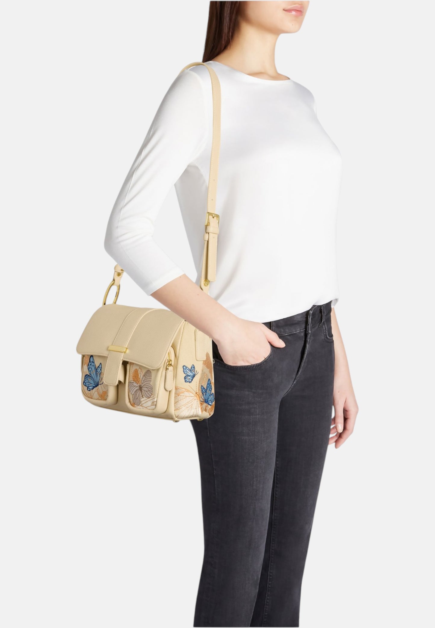 Borsa A Tracolla Donna Braccialini In mix Tessuto/Similpelle Con Ricami Esclusivi Jinny B19120TY