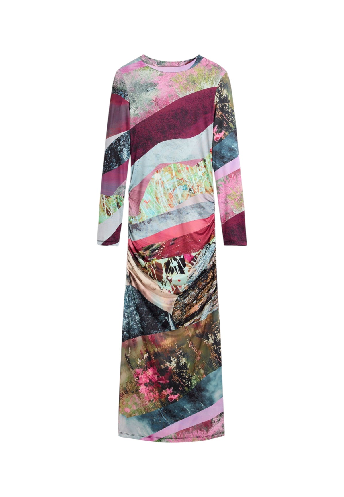 Vestito Lungo Donna Desigual Motivo astratto, Fit slim, Manica lunga, Orlo asimmetrico Helsinki 26WWVK31