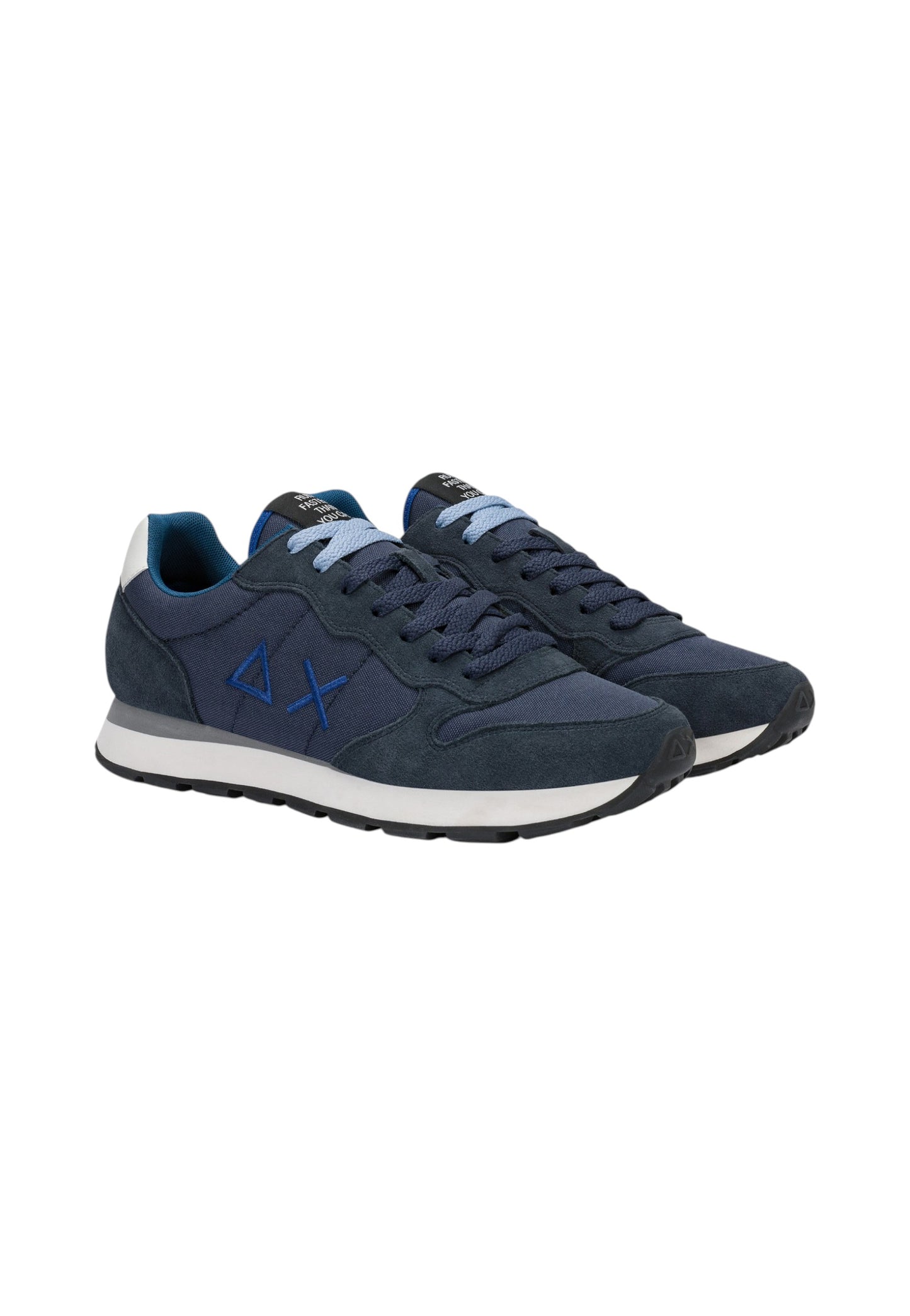 Sneakers Basse Uomo Sun68 Stile Running, Logo Ricamato, Nylon E Suede Tom Solid Z46101