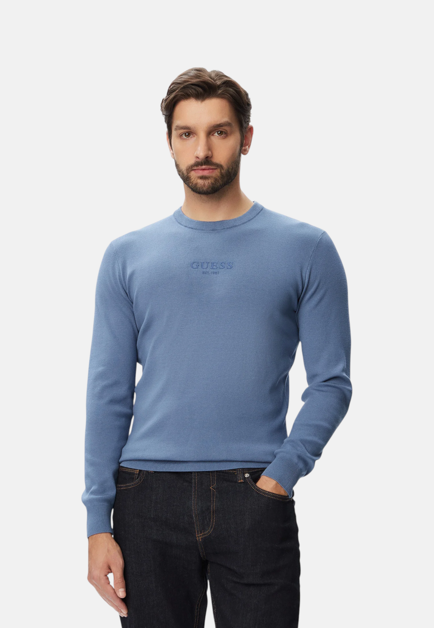 Maglione A Girocollo Uomo Guess Logo Stampato Mason M6YR12Z0917