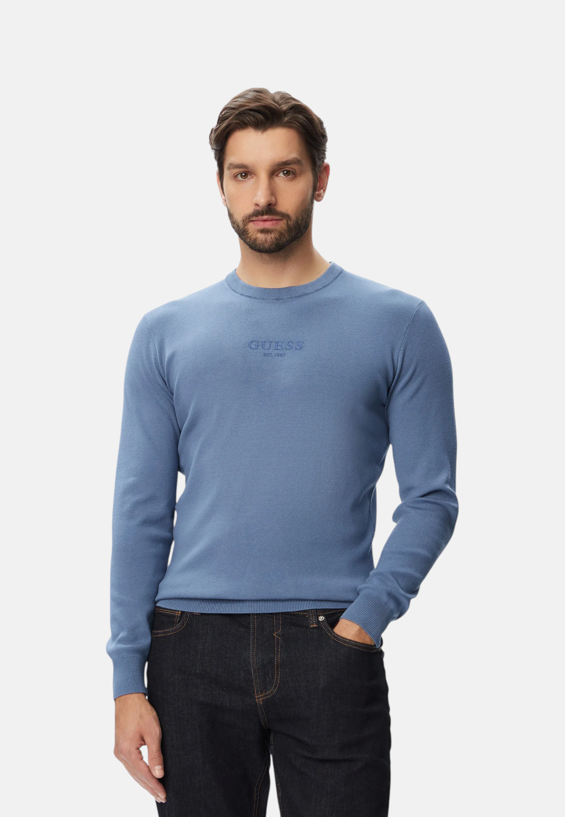 Maglione A Girocollo Uomo Guess Logo Stampato Mason M6YR12Z0917
