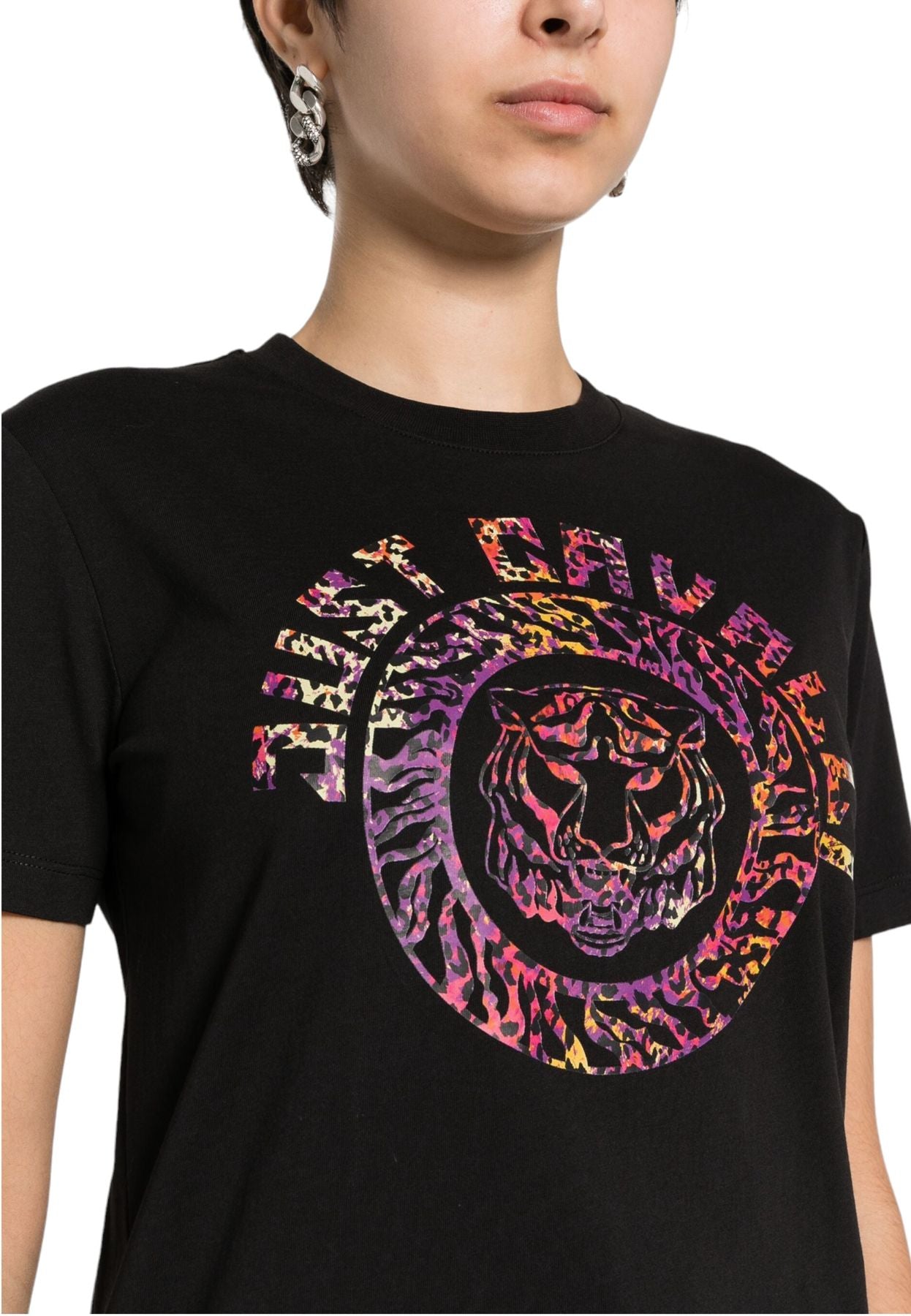 T-Shirt Manica Corta Donna Just Cavalli  Tiger Emblem Leo 76PAHC08CJ600