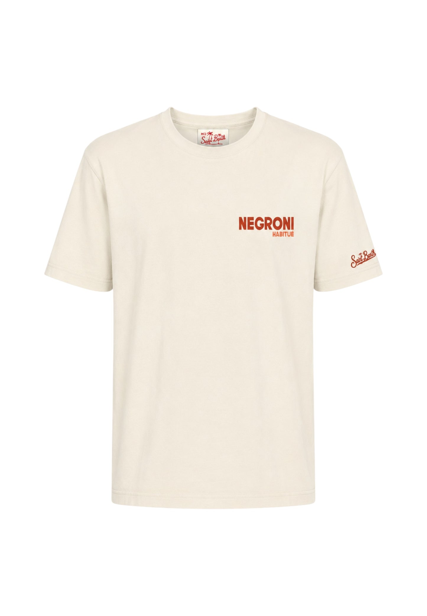 T-Shirt Manica Corta Uomo Mc2 Saint Barth Stampa/Ricamo Fronte E Retro Negroni Postcard Portland PRL0002