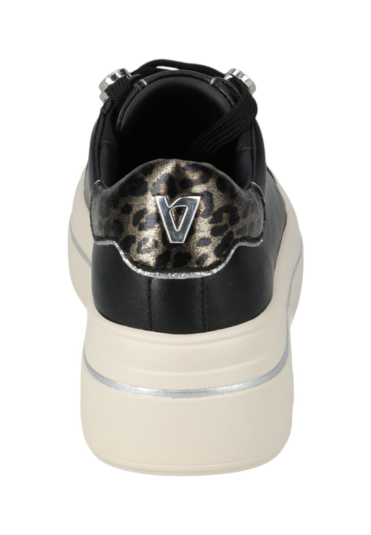 Sneakers Basse Donna Valleverde chiusura con lacci, applicazioni perlate, inserto animalier sul tallone, suola a contrasto  V35453A