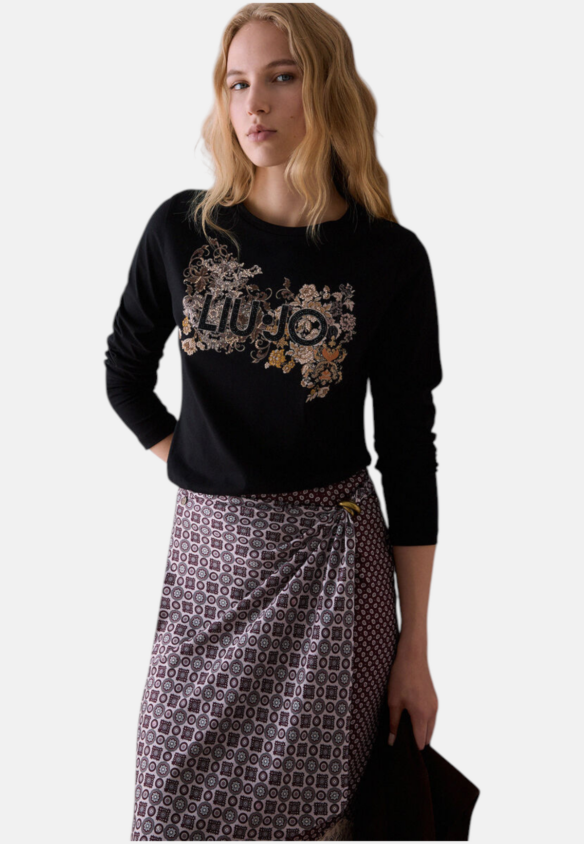 T-Shirt Manica lunga Donna Liu Jo Skinny Fit Con Logo Con Stampa Floreale LiuJo patch WF6448JS923