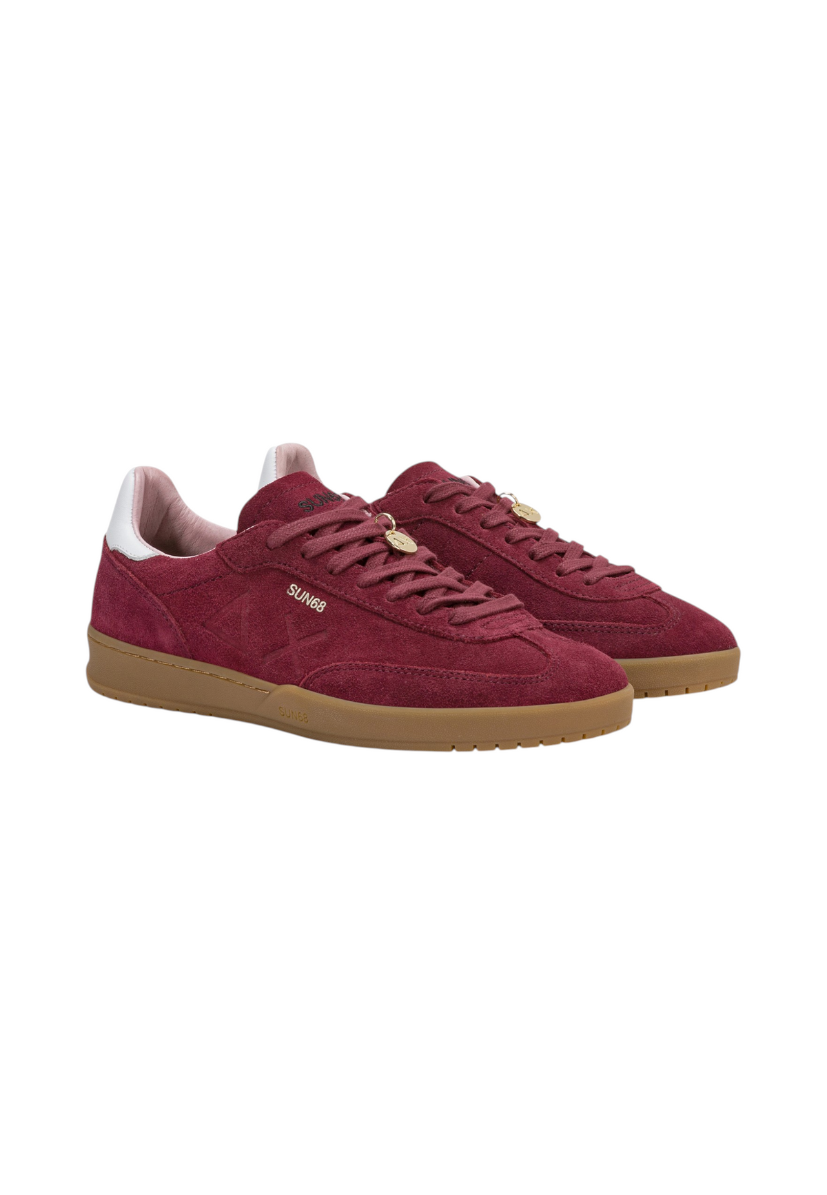 Sneakers Basse Donna Sun68 Stile Tennis, Suede, Logo Traforato, Charm Logato California Sun Woman Z46253