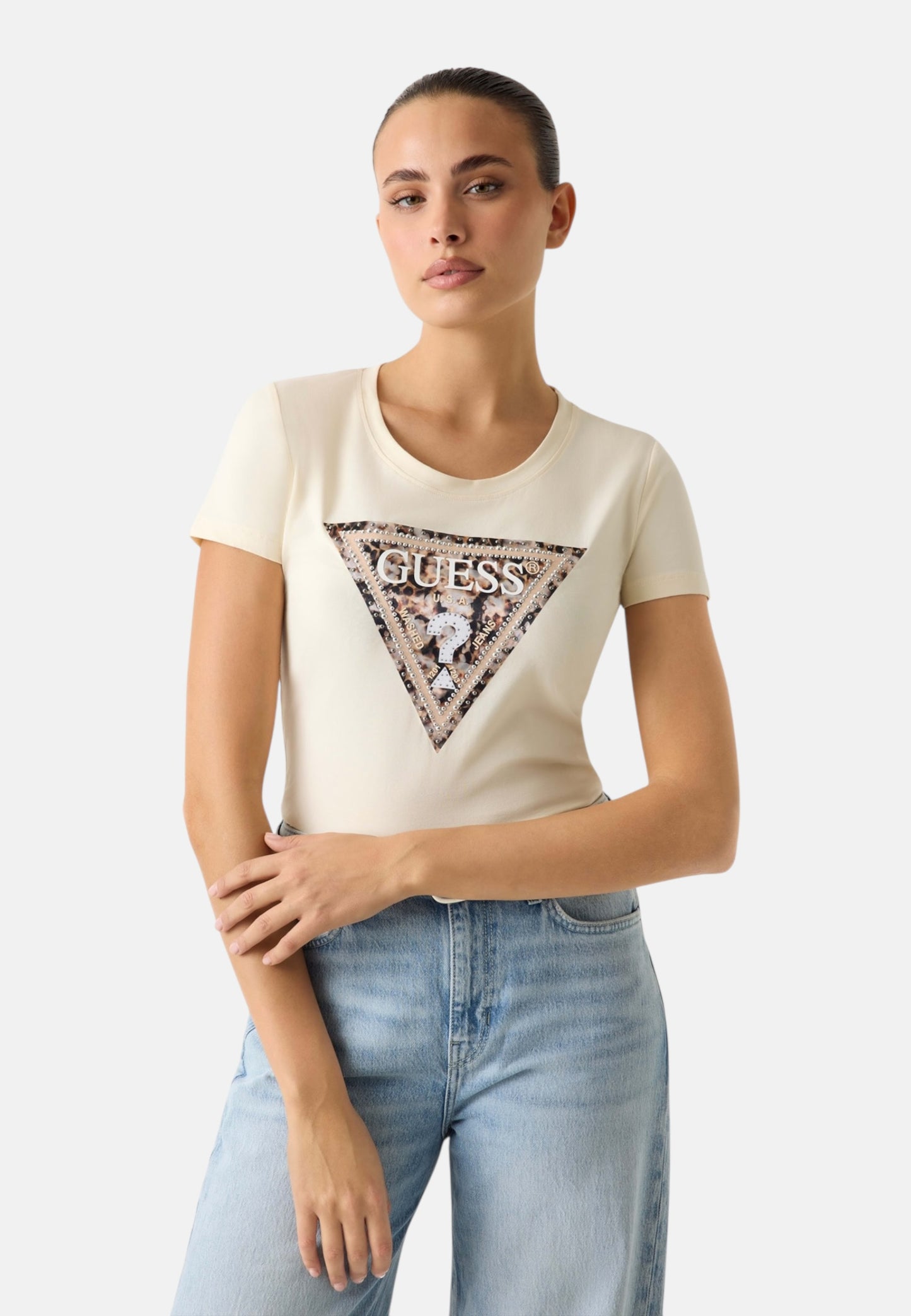 T-Shirt Manica Corta Donna Guess  Leo Triangle W6RI32J1314