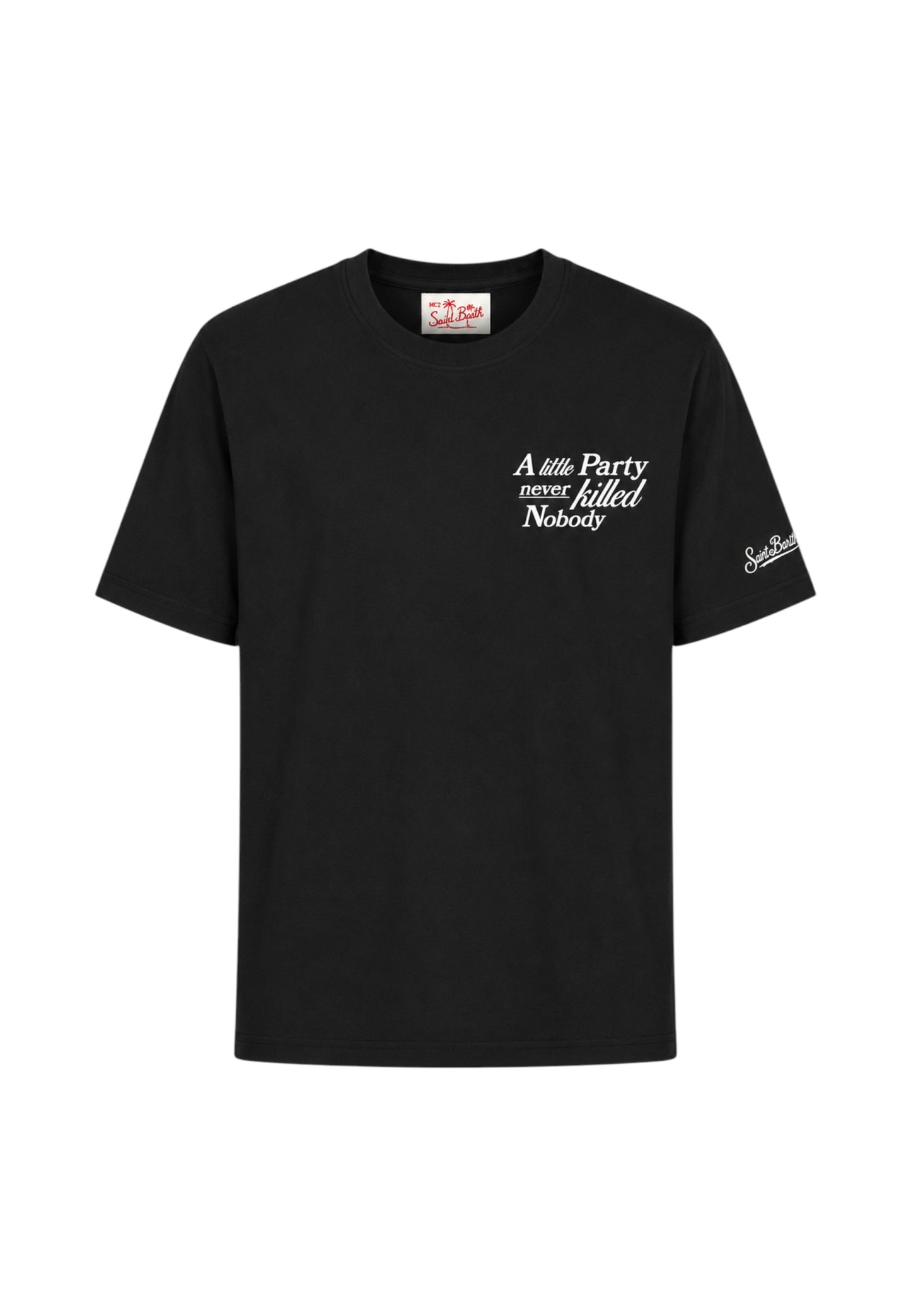 T-Shirt Manica Corta Uomo Mc2 Saint Barth Stampa/Ricamo Fronte E Retro Party Killed Nobody Portland PRL0002
