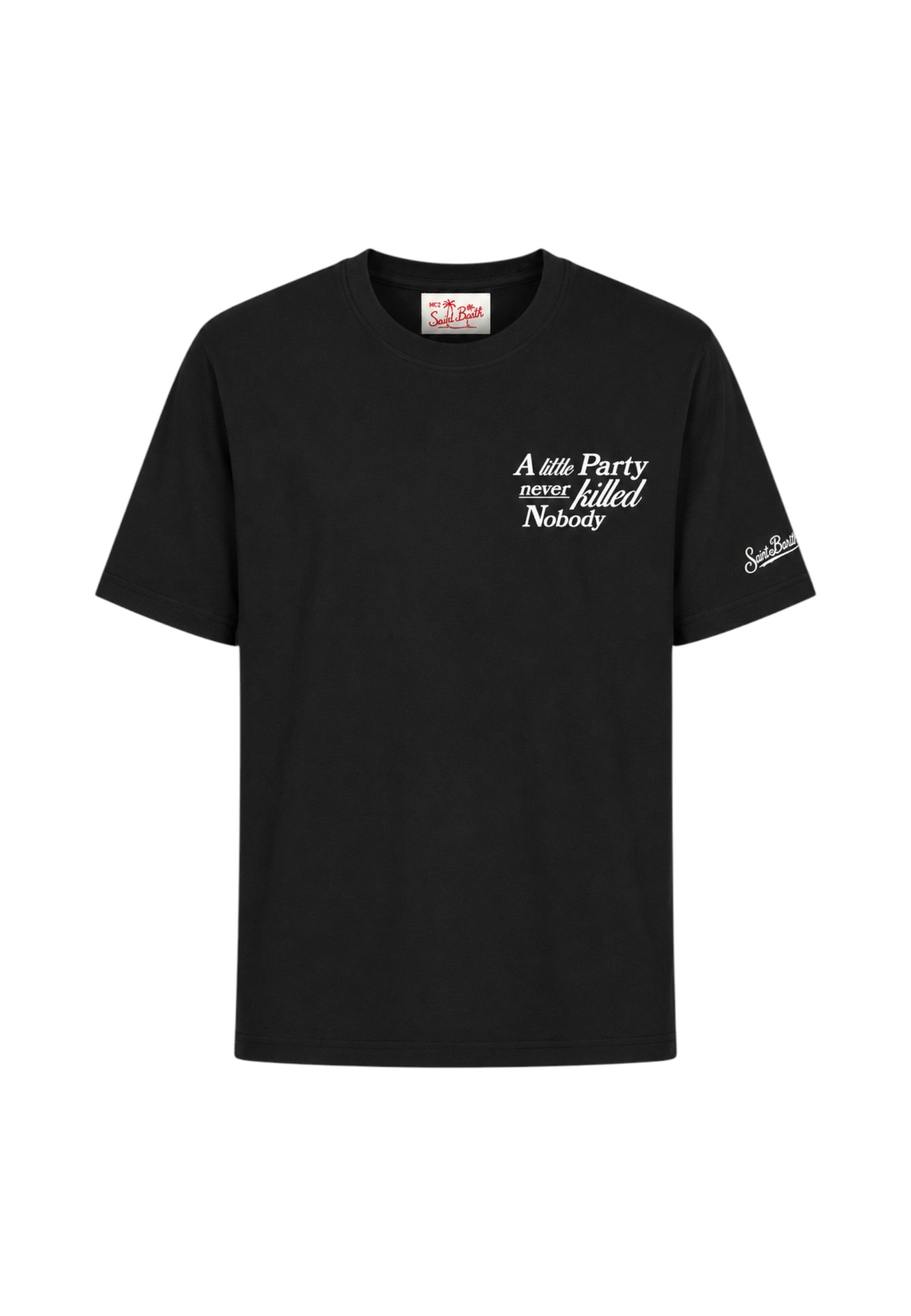 T-Shirt Manica Corta Uomo Mc2 Saint Barth Stampa/Ricamo Fronte E Retro Party Killed Nobody Portland PRL0002