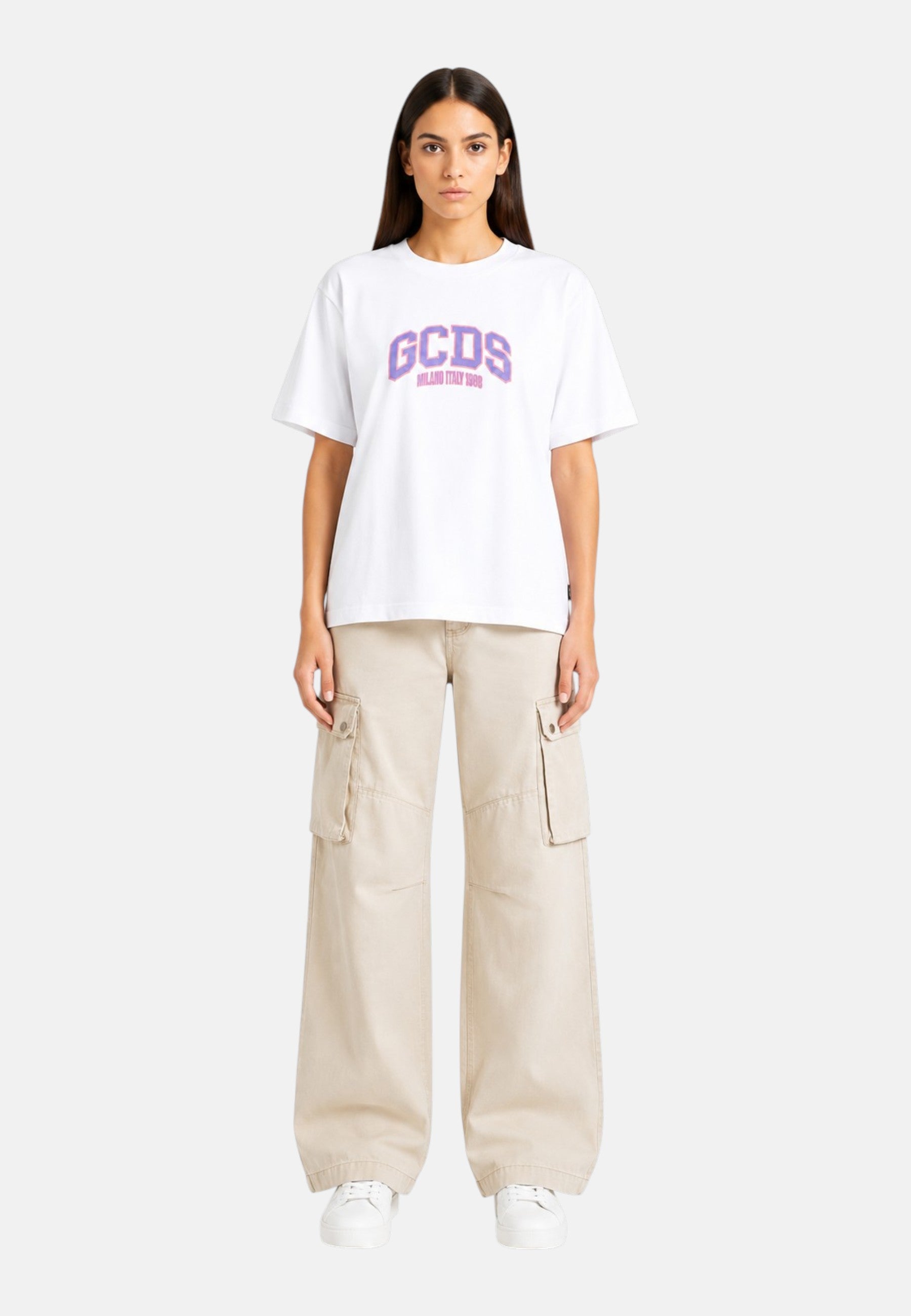 T-Shirt Manica Corta Donna Gcds Over Fit Logo Lounge C1WEQC047J104
