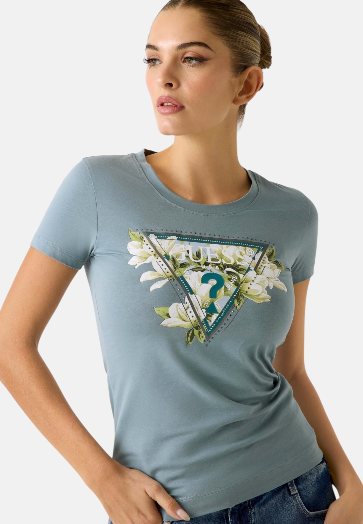 T-Shirt Manica Corta Donna Guess  Camelia Triangle W6RI35J1314