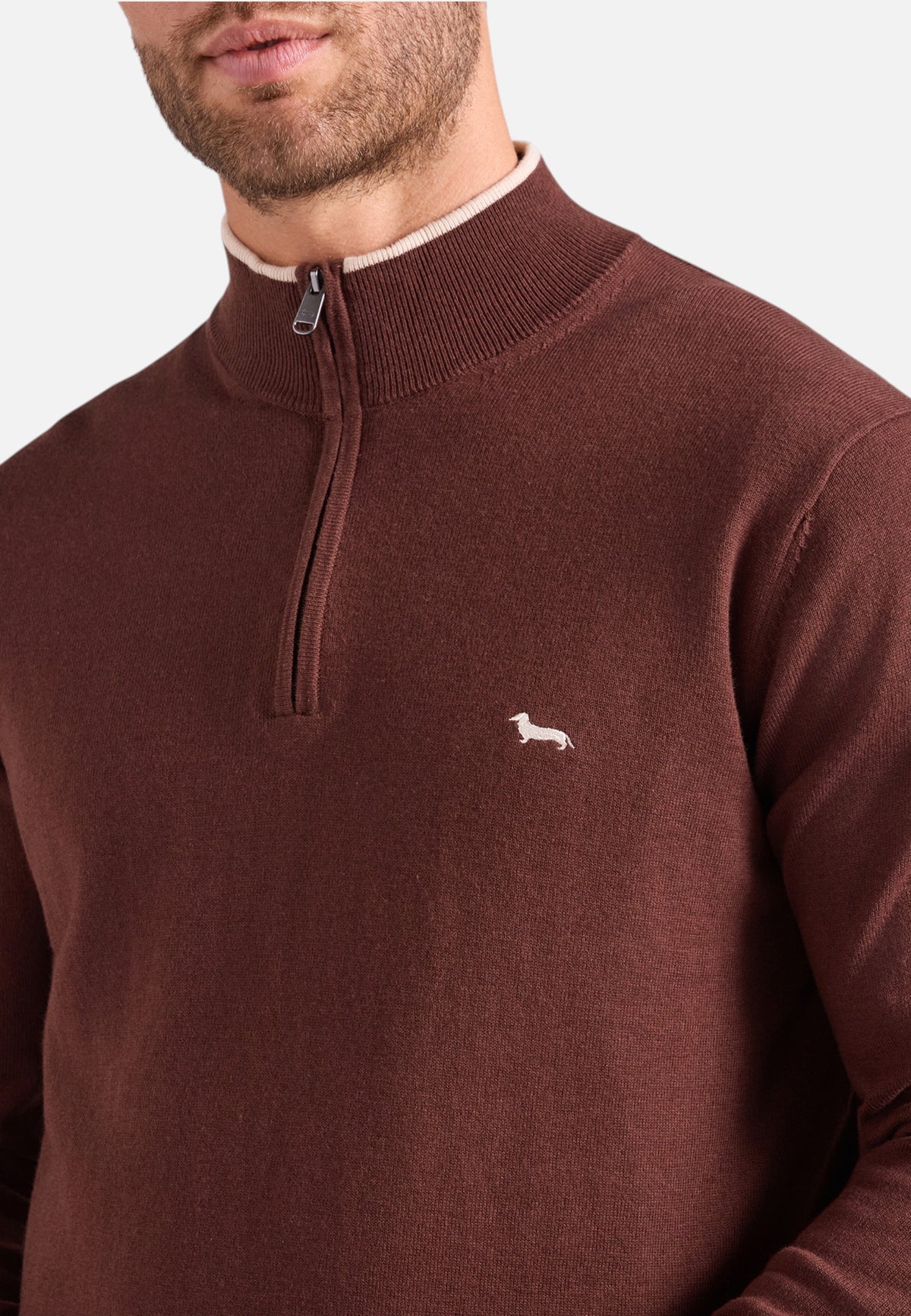 Maglia Collo Alto Uomo Harmont & Blaine Misto cotone e lana, Mezza zip, Design color block, Regular Fit, Finiture a costine, Logo Harmont & Blaine  HRR919030788