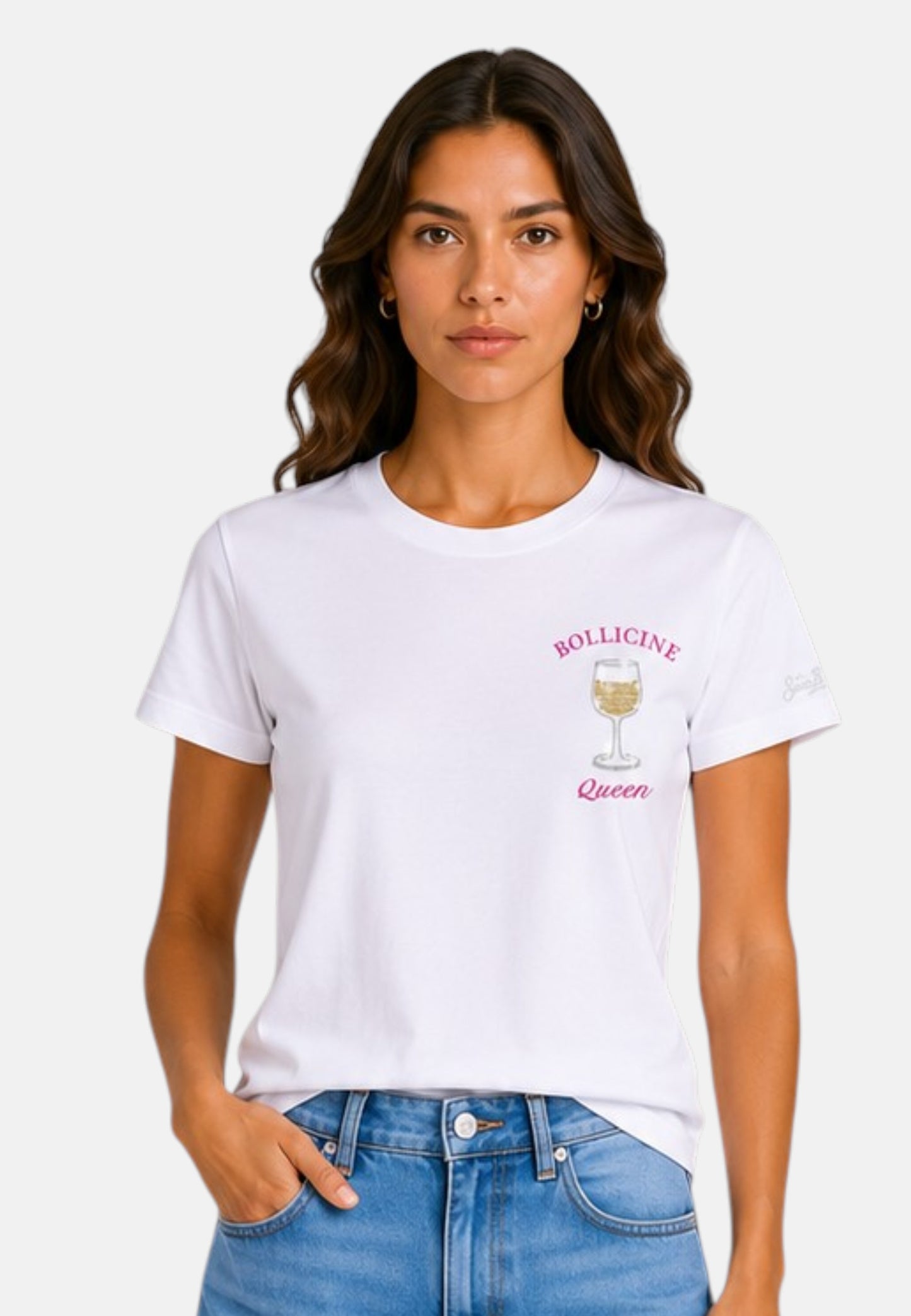 T-Shirt Manica Corta Donna Mc2 Saint Barth Bollicine Queen Strass Emb Emilie EMI0001