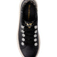 Sneakers Basse Donna Valleverde chiusura con lacci, applicazioni perlate, inserto animalier sul tallone, suola a contrasto  V35453A