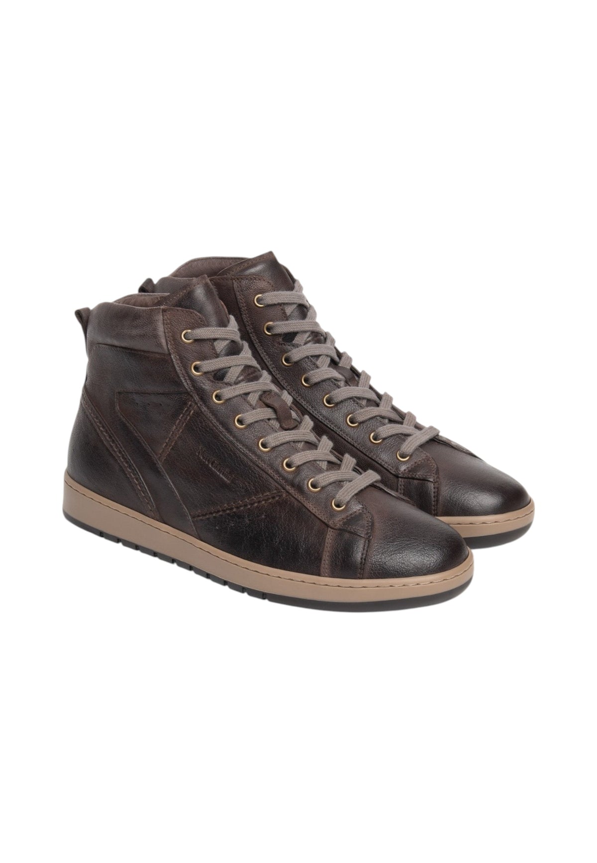 Sneakers Alte Uomo Nero Giardini Tomaia in pelle, chiusura con lacci, gambale imbottito, punta tonda, suola in gomma, Made in Italy  I601340U
