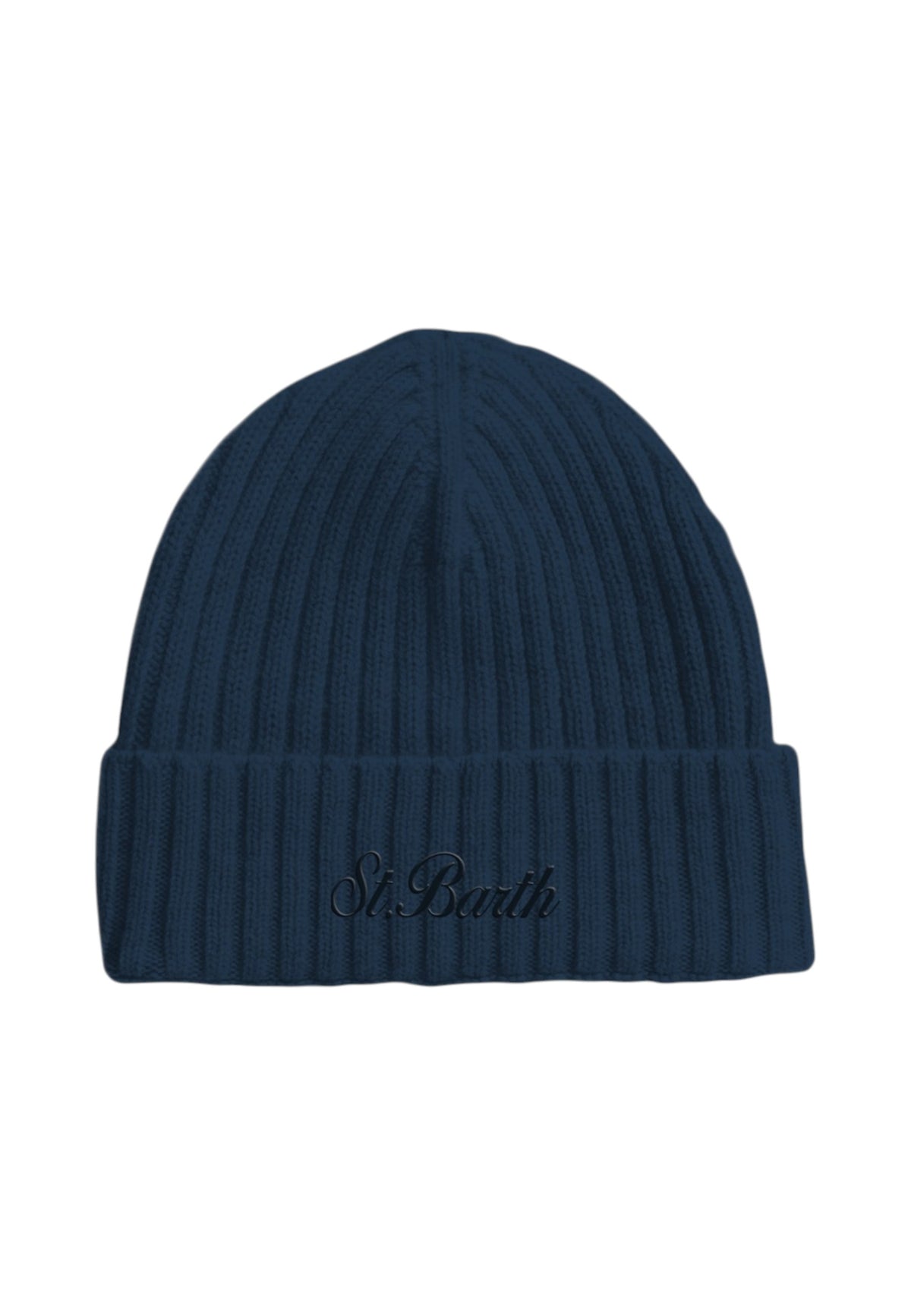 Berretto  Uomo Mc2 Saint Barth Lavorazione A Coste, Risvolto, Logo Ricamato Wengen Wool WENG027