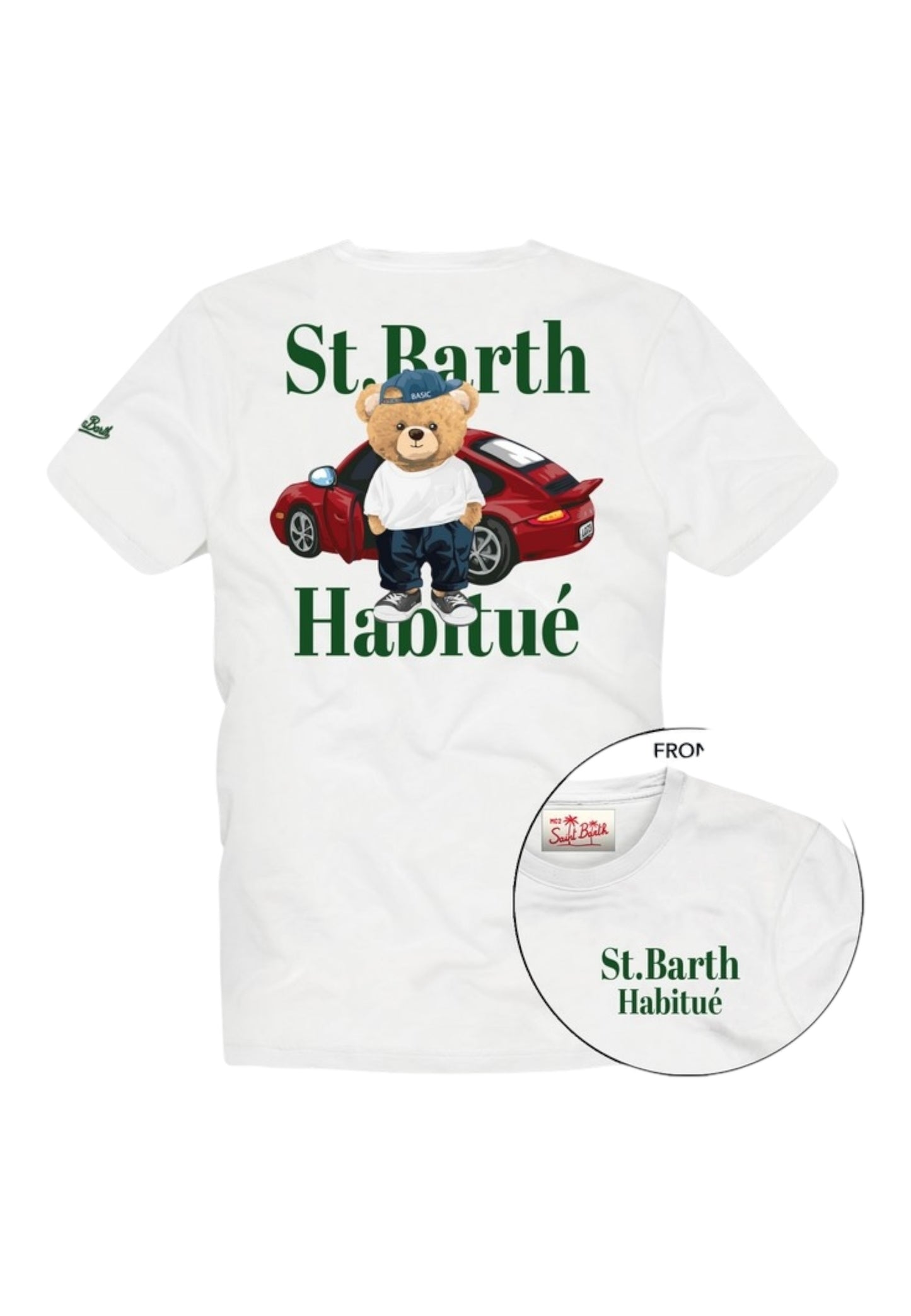 T-Shirt Manica Corta Uomo Mc2 Saint Barth Stampa/Ricamo Fronte E Retro Sb Teddy Car Portland PRL0002