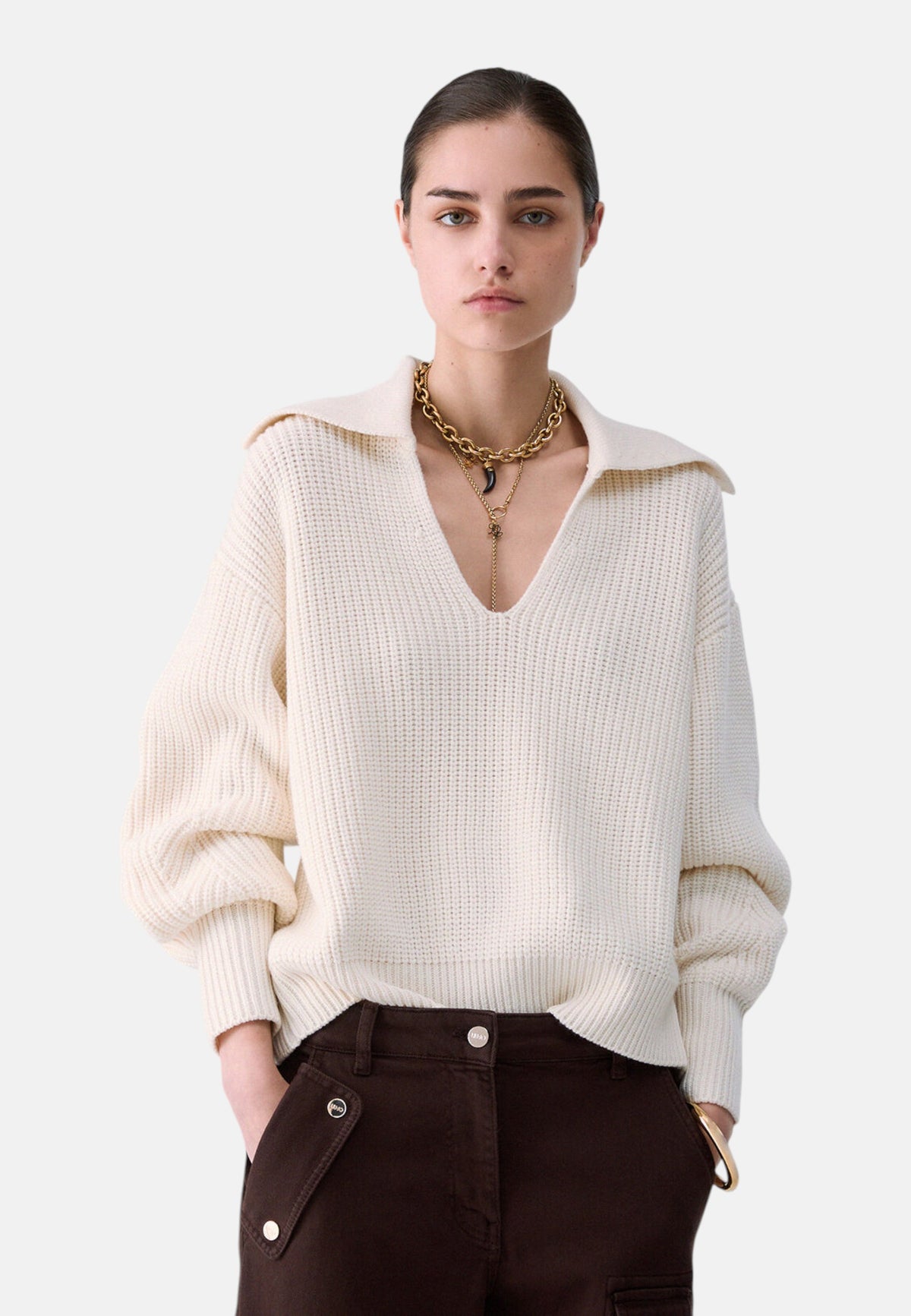 Maglione Scollo A V Donna Liu Jo Con Collo A Camicia  CF6102MA22S