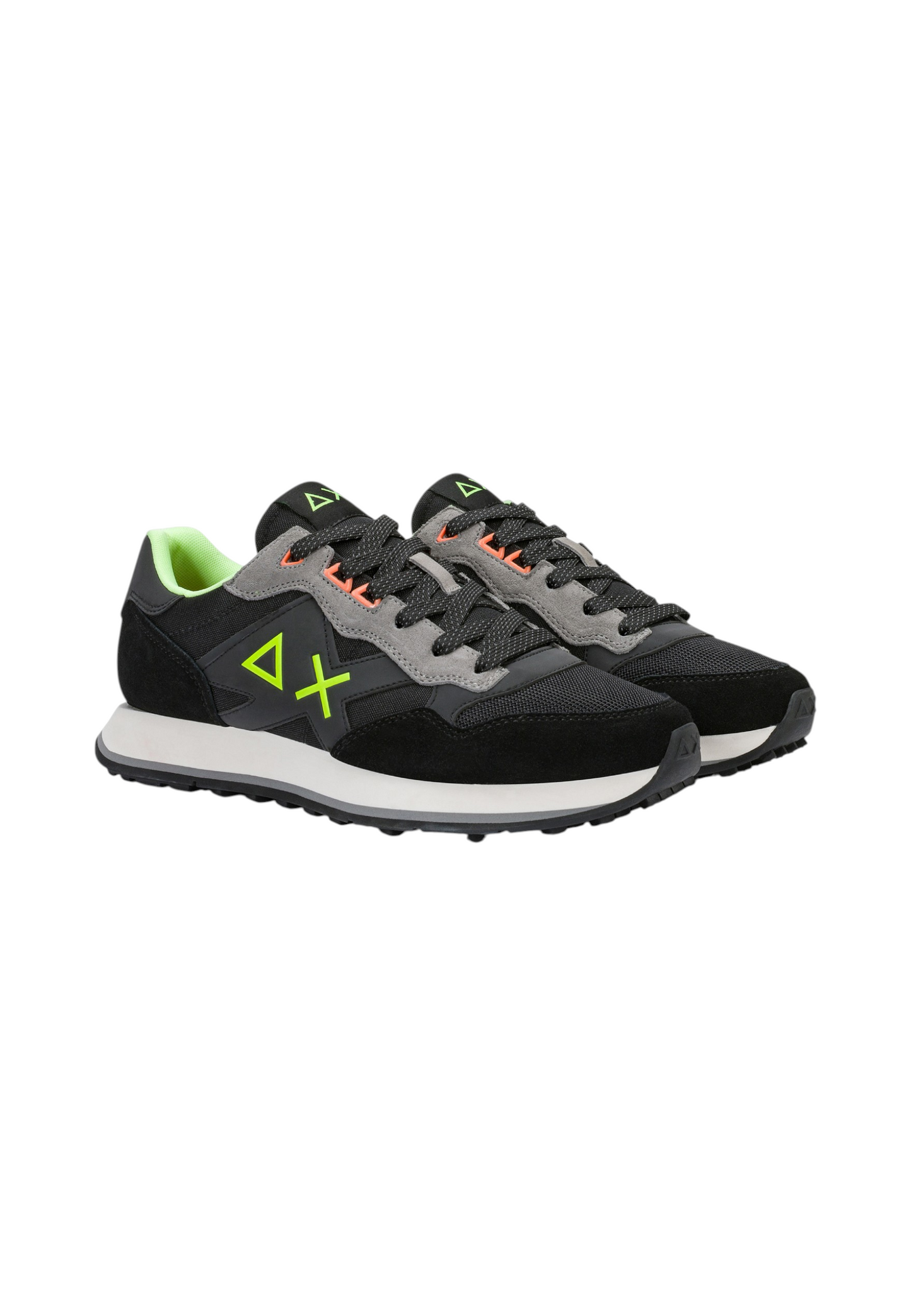 Sneakers Basse Uomo Sun68 Stile Running, Nylon E Suede, Maxi Logo, Dettagli Fluo Jaki 2.0 Fluo Z46123