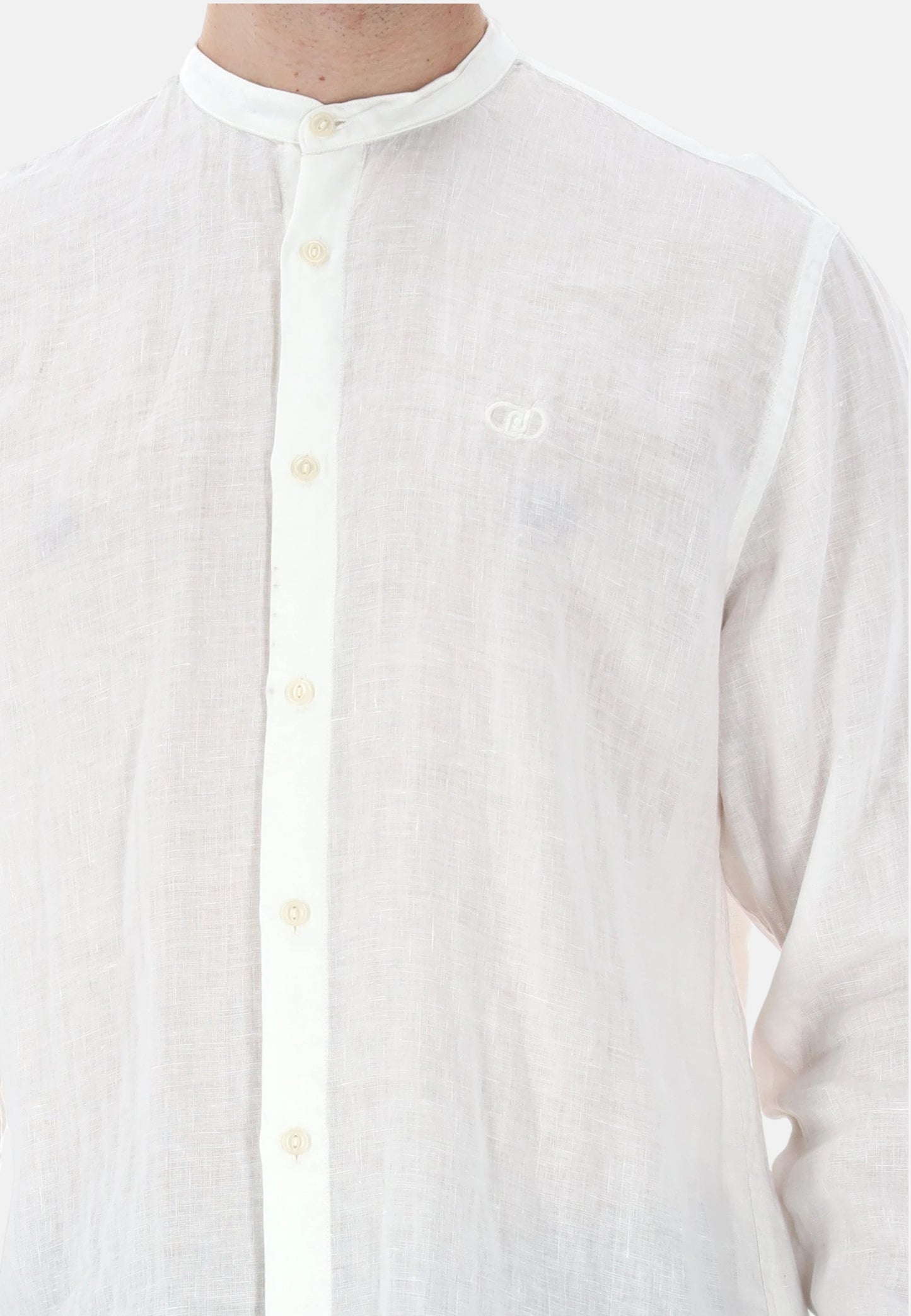 Camicia Manica lunga Uomo Liu Jo Collo Coreana In Lino  QXX100T4359