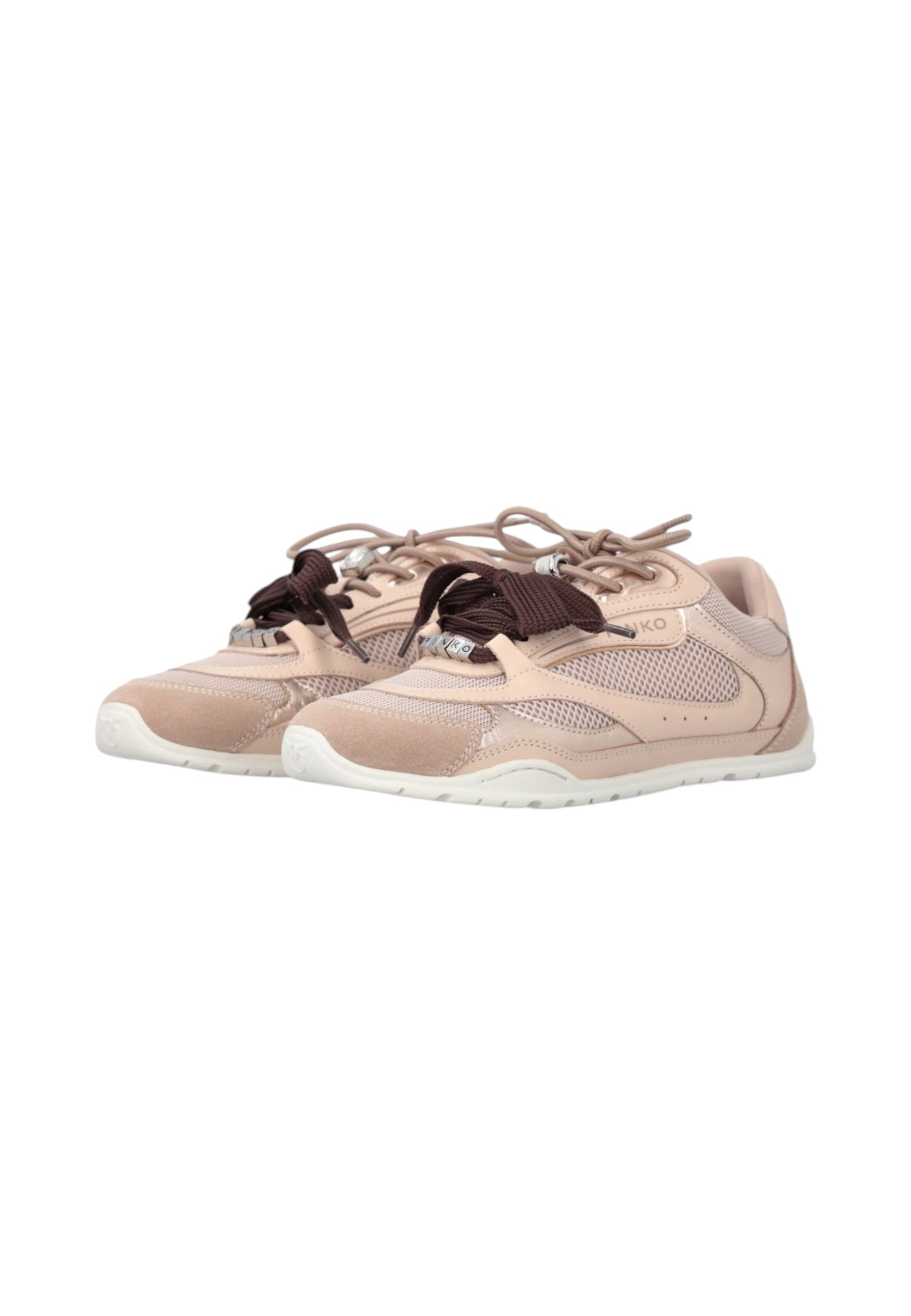 Sneakers Basse Donna Pinko In Pelle Di Vitello/Mesh/Camoscio Bovino Con Lacci Doppi, Cristallo E Charm Yulia 01 SS0185P020