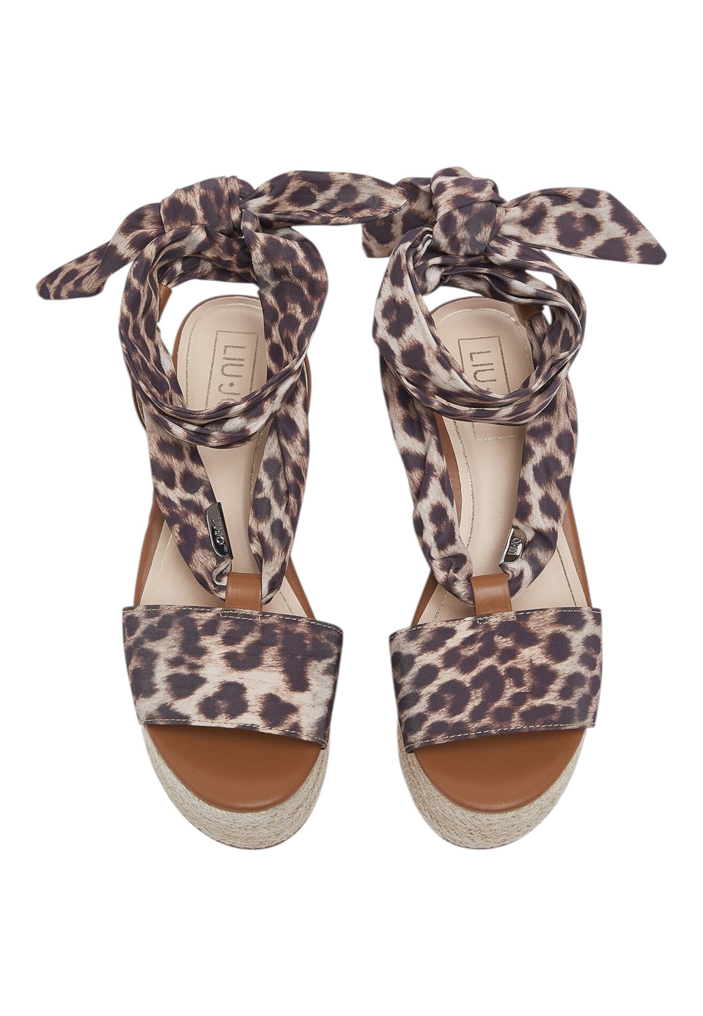 Sandali Con Zeppa Donna Liu Jo In Tessuto Stampato Leopardato E Saddle Bali 03 SA6087TX133