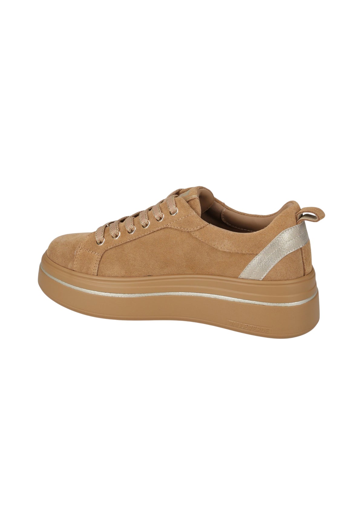 Sneakers Basse Donna Valleverde chiusura con lacci, inserto metallizzato sul tallone, suola alta, sottopiede in pelle  V35451