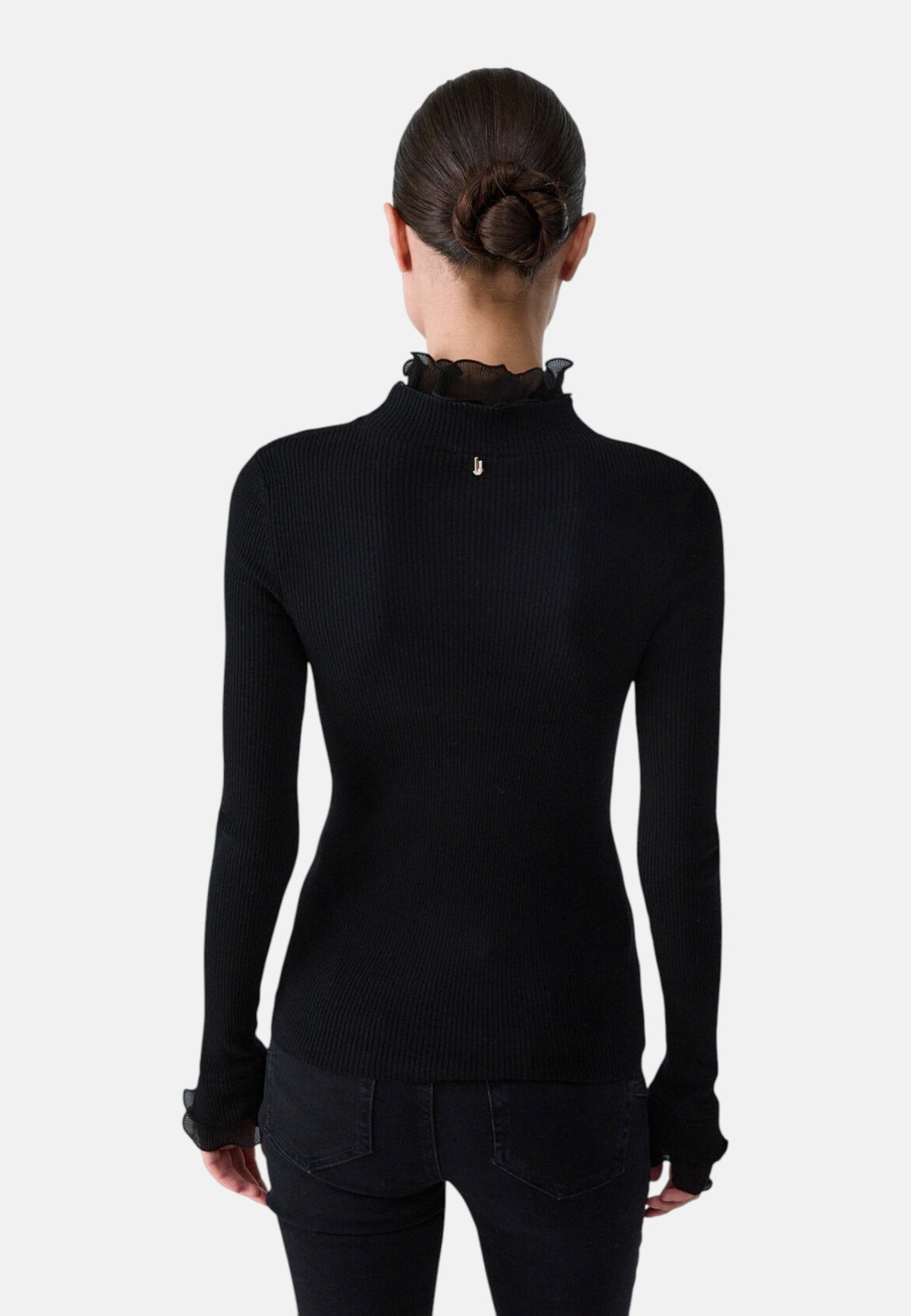 Maglia Collo Alto Donna Liu Jo A Costine Con Volant Sulle Maniche  CF6043MA82O