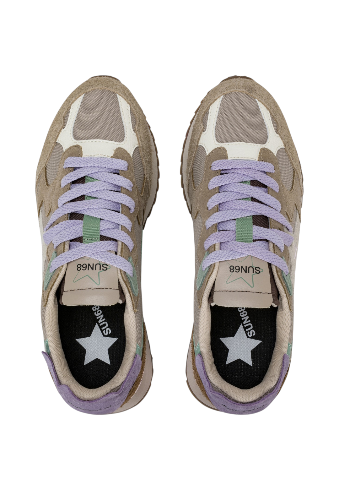 Sneakers Basse Donna Sun68 Stile Running, Suede E Nylon Stargirl Multicolor Z46222