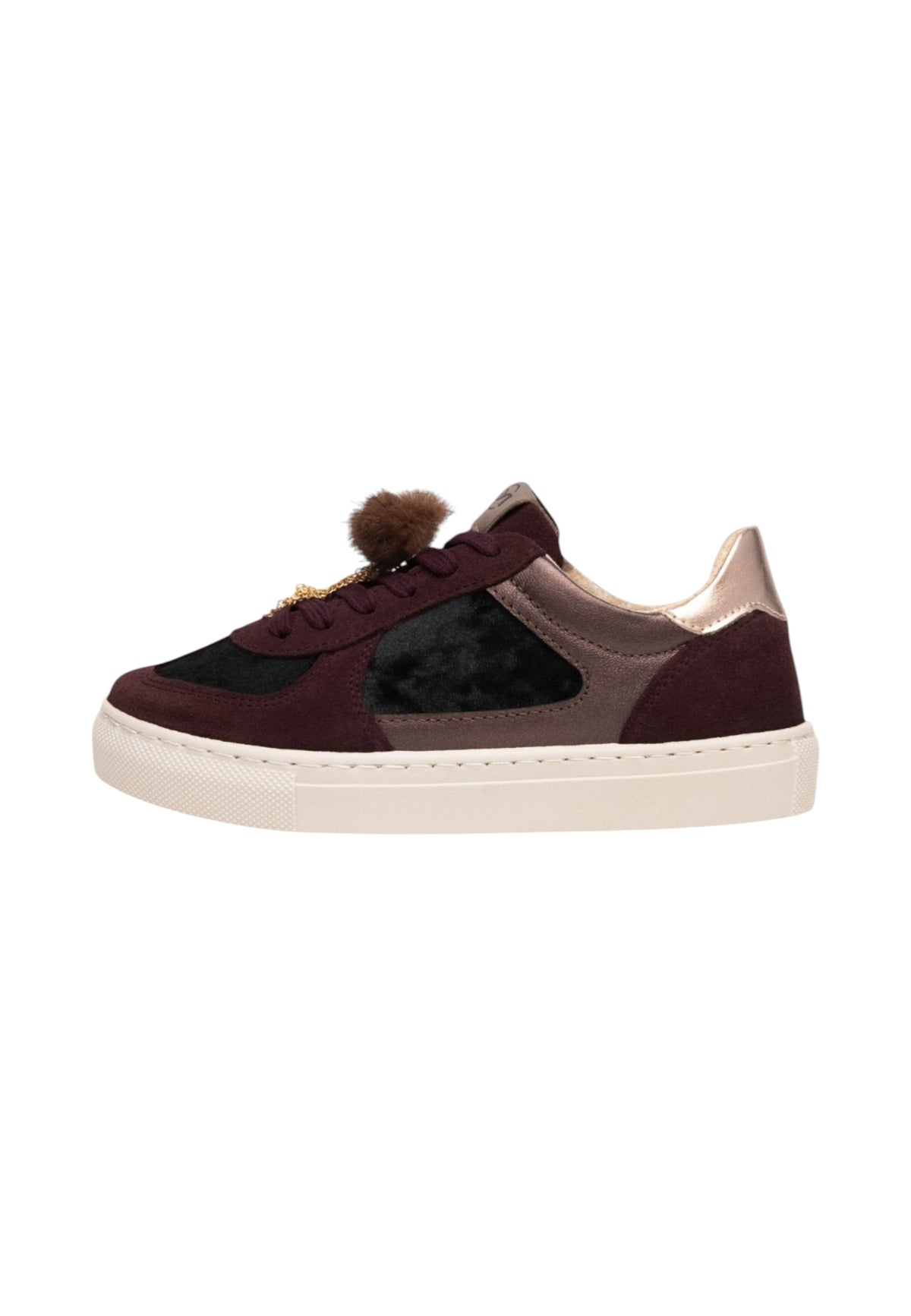 Sneakers Basse Donna Nero Giardini Tomaia in pelle scamosciata e tessuto, dettagli laminati, inserti effetto animalier, pompon decorativo, suola in gomma, Made in Italy  I633720F