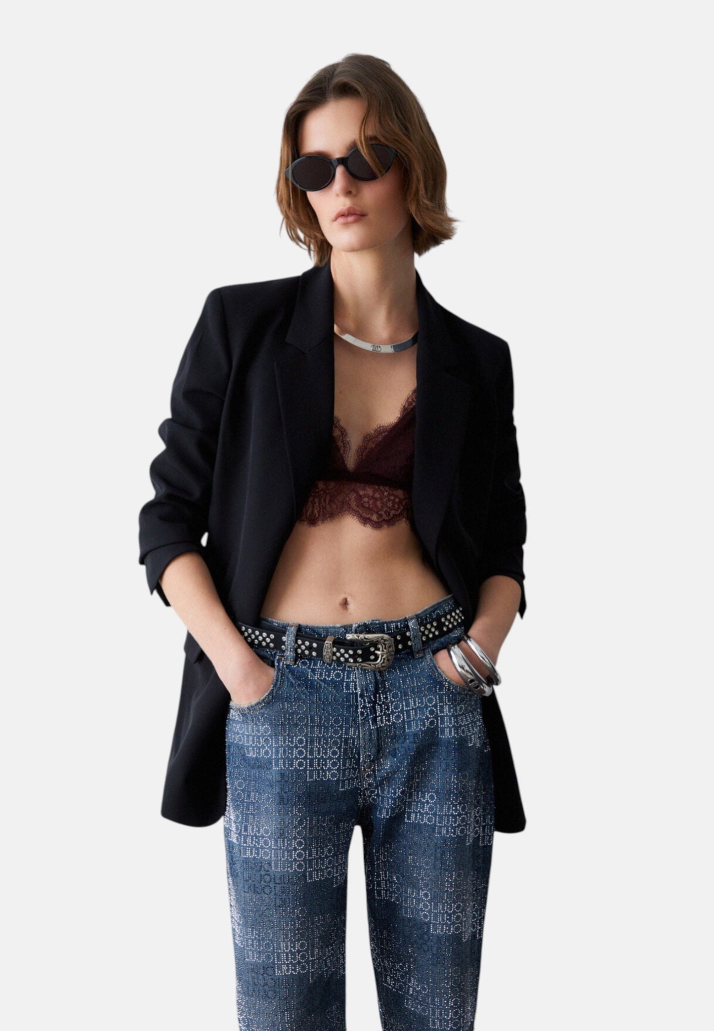 Jeans Straight Fit Donna Liu Jo Con Strass Vita Alta  UA6019D4854