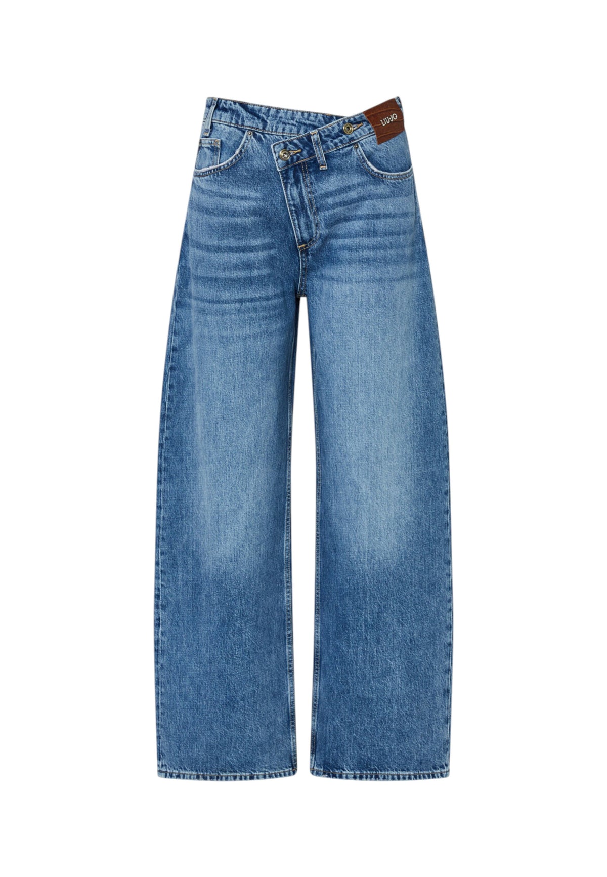 Jeans Wide Leg Donna Liu Jo A Vita Regular Con Chiusura Asimmetrica Straight Awry UF6160D4854