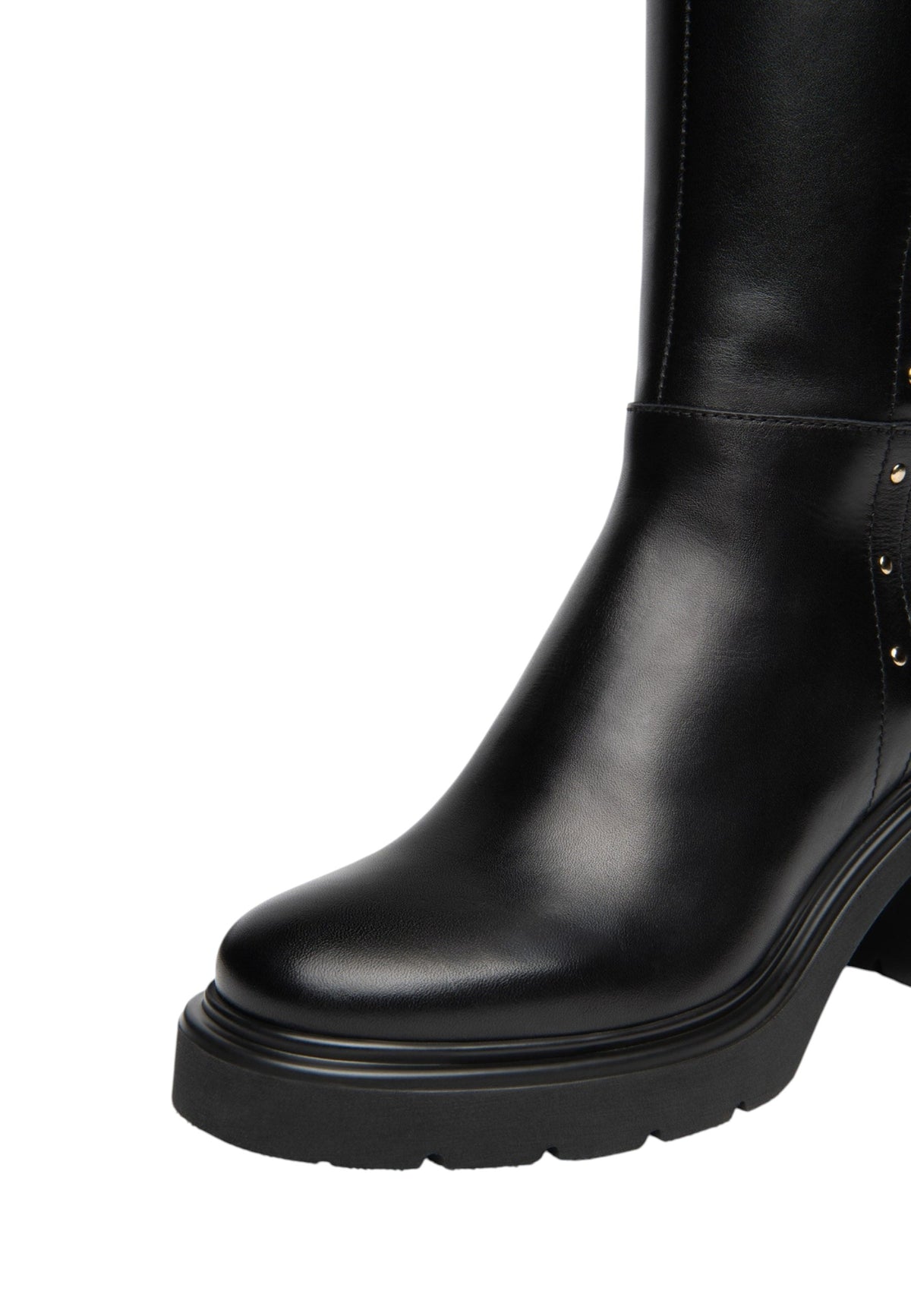 Stivali Con Tacco Donna Nero Giardini Tomaia in pelle e tessuto, gambale alto, zip decorativa, tacco largo, suola carrarmato, Made in Italy  I618088D