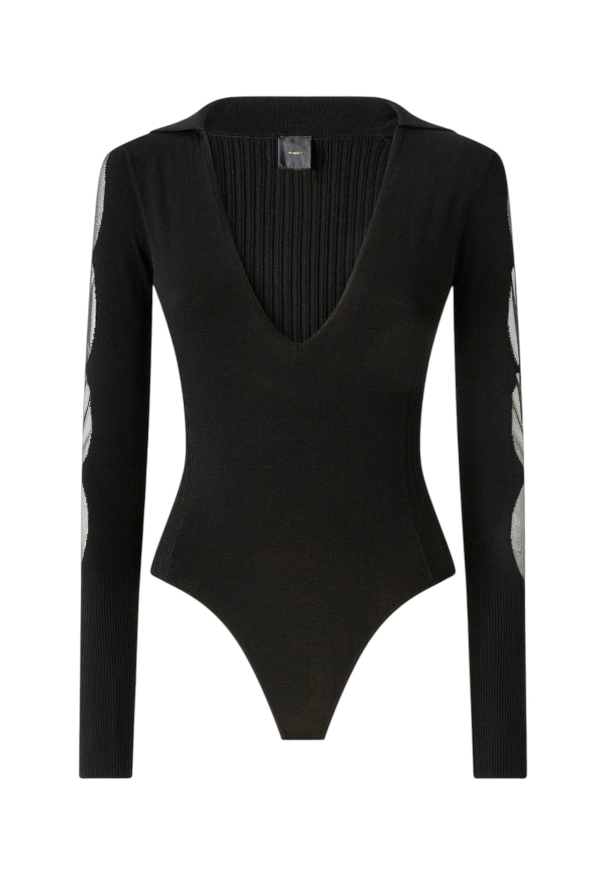 Body Manica lunga Donna Pinko Body a maniche lunghe, scollo a V, filato misto viscosa, lavorazione a costine sul retro, aperture velate sulle maniche, logo jacquard Danzica 107199A3H3