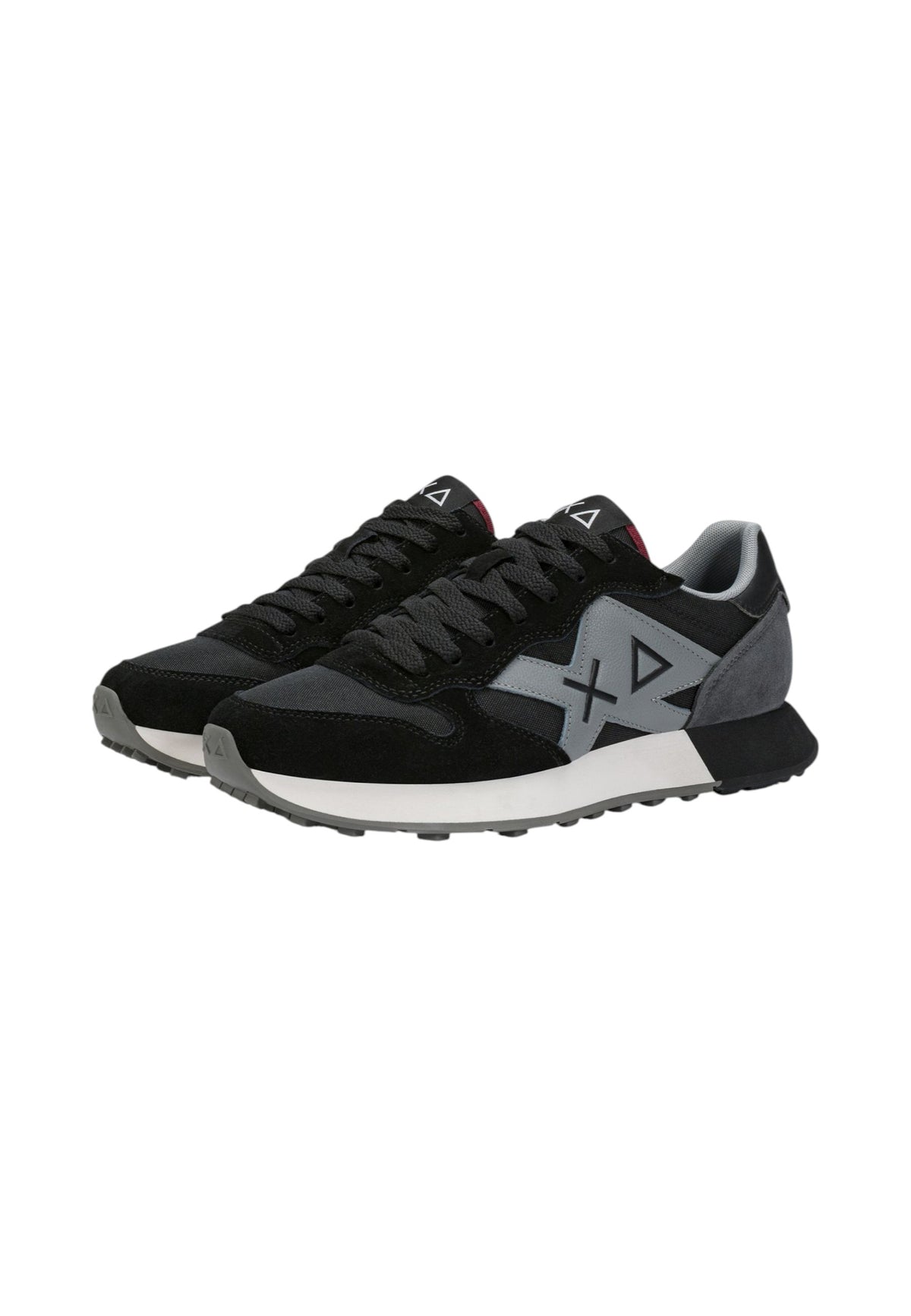 Sneakers Basse Uomo Sun68 Stile Running, Nylon E Suede, Maxi Logo Ricamato, Dettagli A Contrasto Jaki 2.0 Solid Z46121