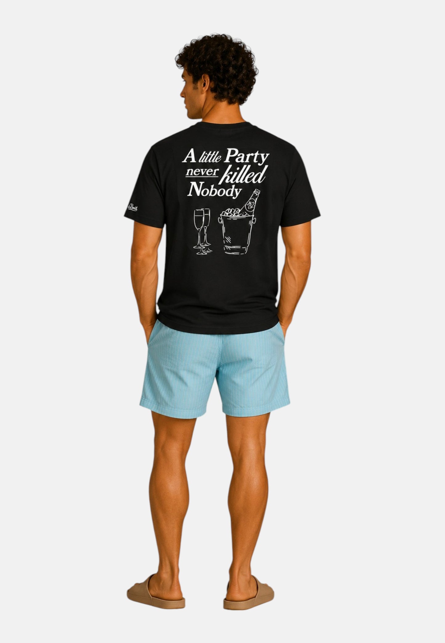 T-Shirt Manica Corta Uomo Mc2 Saint Barth Stampa/Ricamo Fronte E Retro Party Killed Nobody Portland PRL0002