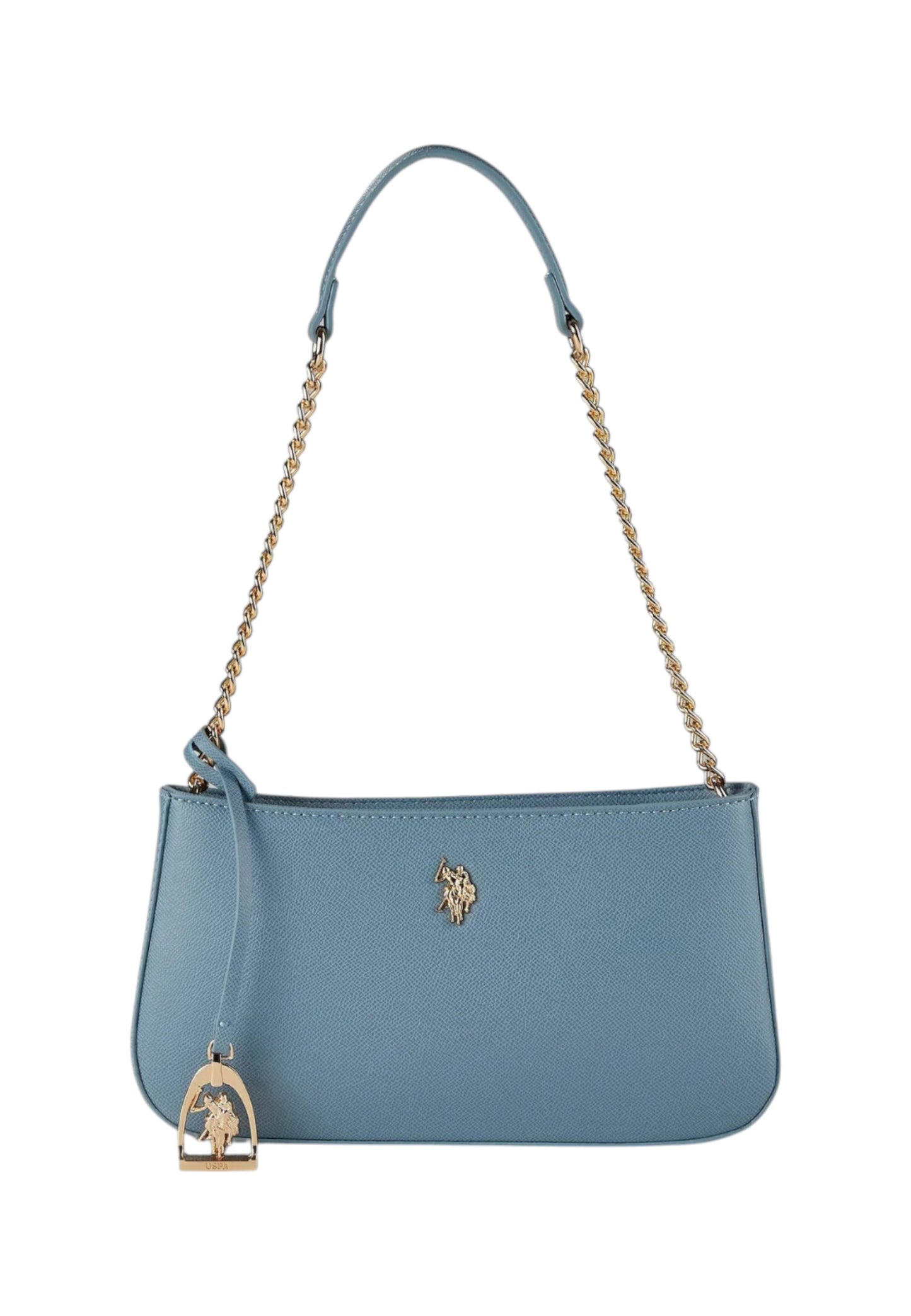 Borsa A Spalla Donna U.S. Polo Assn. Small Hobo Con Chain Poliuretano Sky Jones BEUJE8663WVP