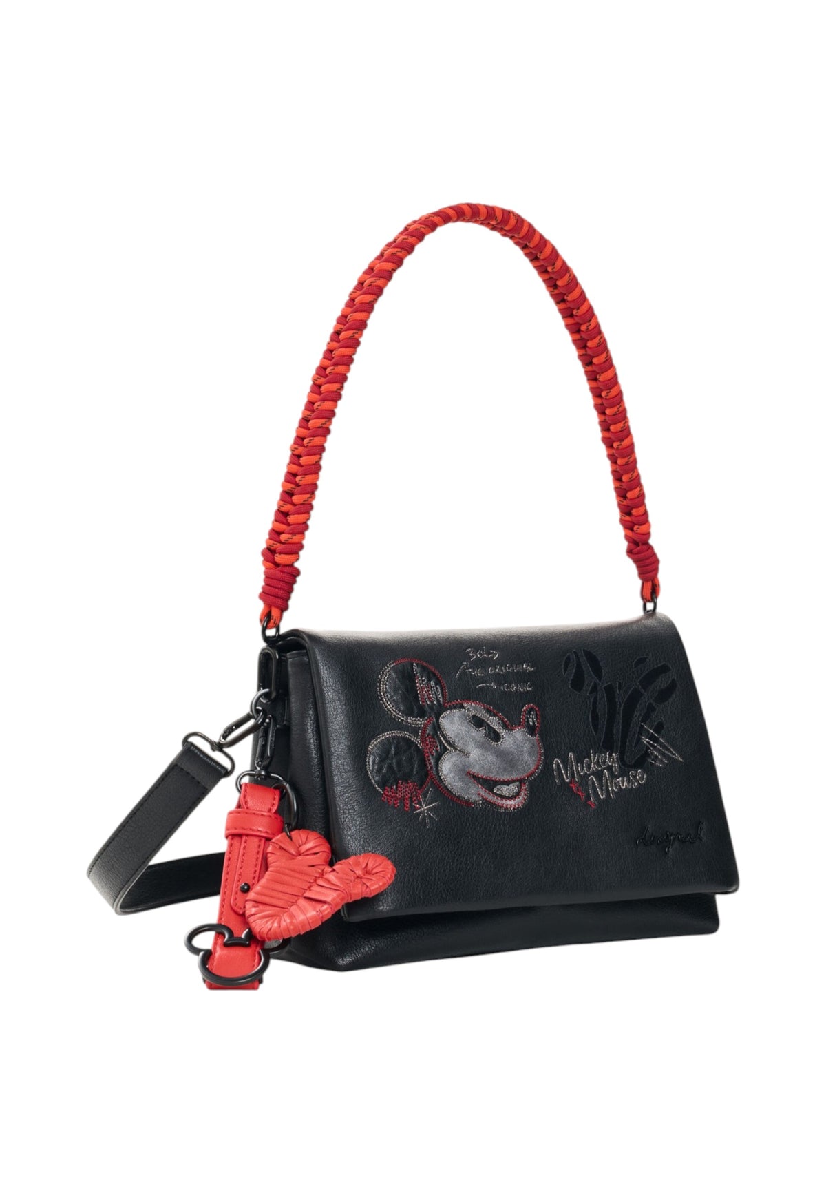 Borsa A Tracolla Donna Desigual Medio, Effetto pelle, Motivo Mickey Mouse, Con patta Mickey Face Venecia 4.0 26WAXP98