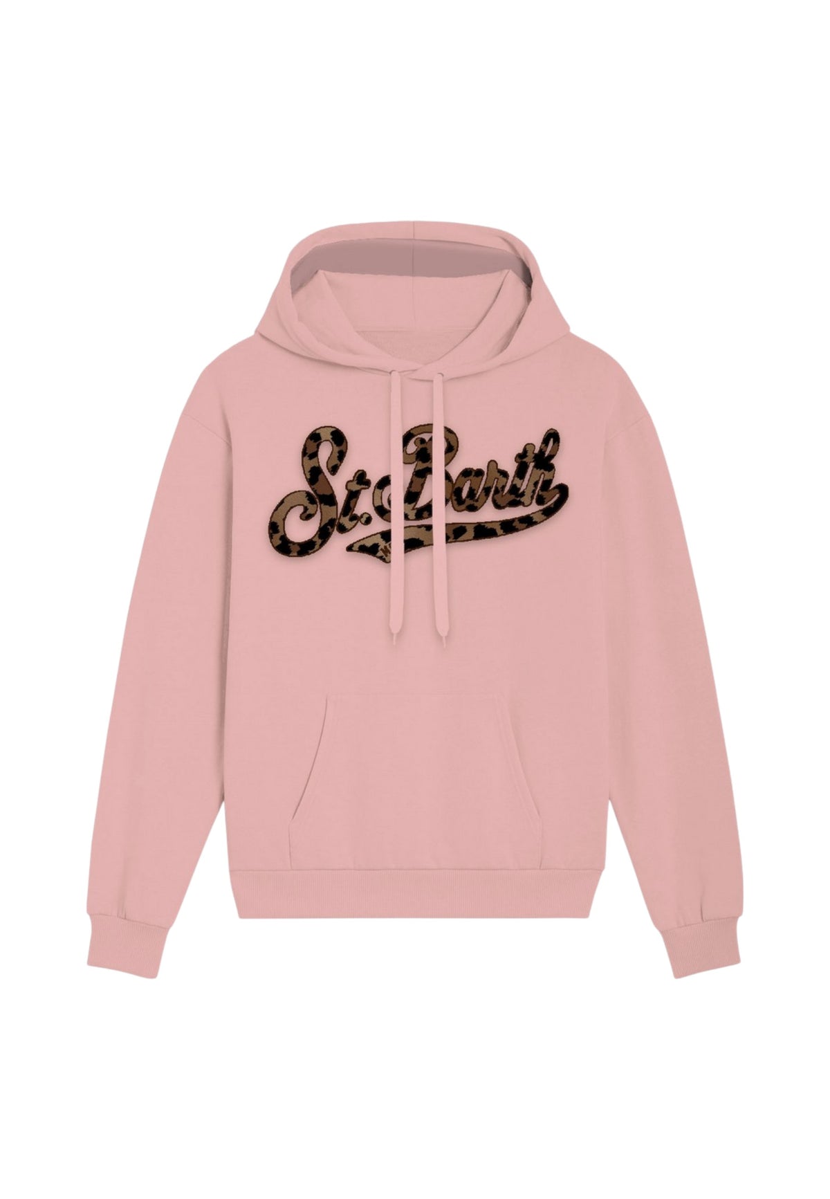 Felpa Con Cappuccio Donna Mc2 Saint Barth Maniche Lunghe, Polsi E Fondo A Coste, Tasca A Marsupio, Il Logo Saint Barth In Velluto Con Disegno Leopardato Virginia VRG0001-SBARTH-CLASSIC-LEO