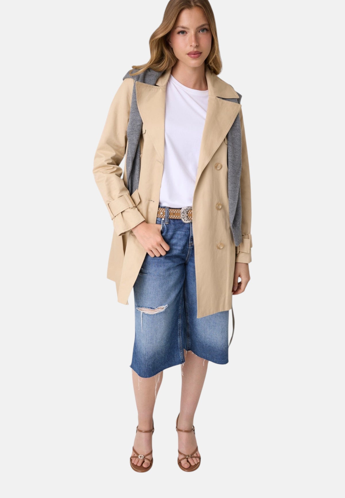 Cappotto Trench Donna Guess Doppio collo Juliane W6YL26W2915