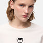 T-Shirt Manica lunga Donna Pinko Girocollo, maniche lunghe, vestibilit� regular, jersey di puro cotone, logo Love Birds floccato dall�effetto vellutato sul petto Toblino 107292A3HP